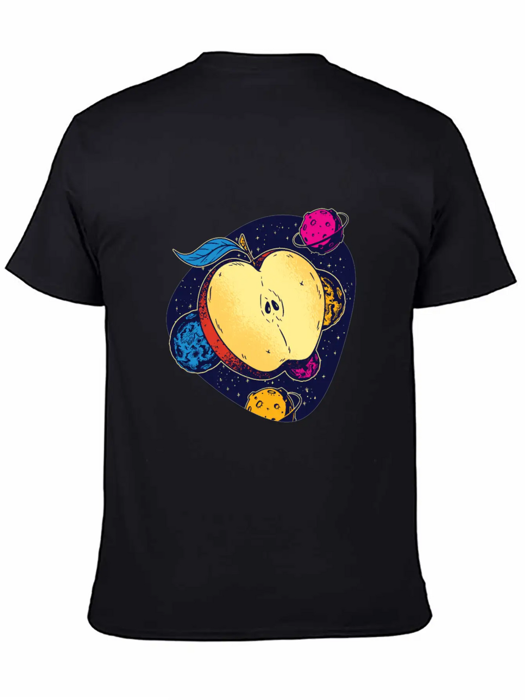 Colorful Space Apple Galactic Fruits Of Health Casual Graphic T-Shirt – Simple And Comfortable Daily Wear