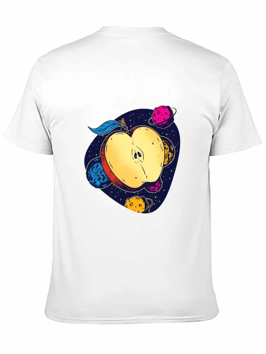 Colorful Space Apple Galactic Fruits Of Health Casual Graphic T-Shirt – Simple And Comfortable Daily Wear