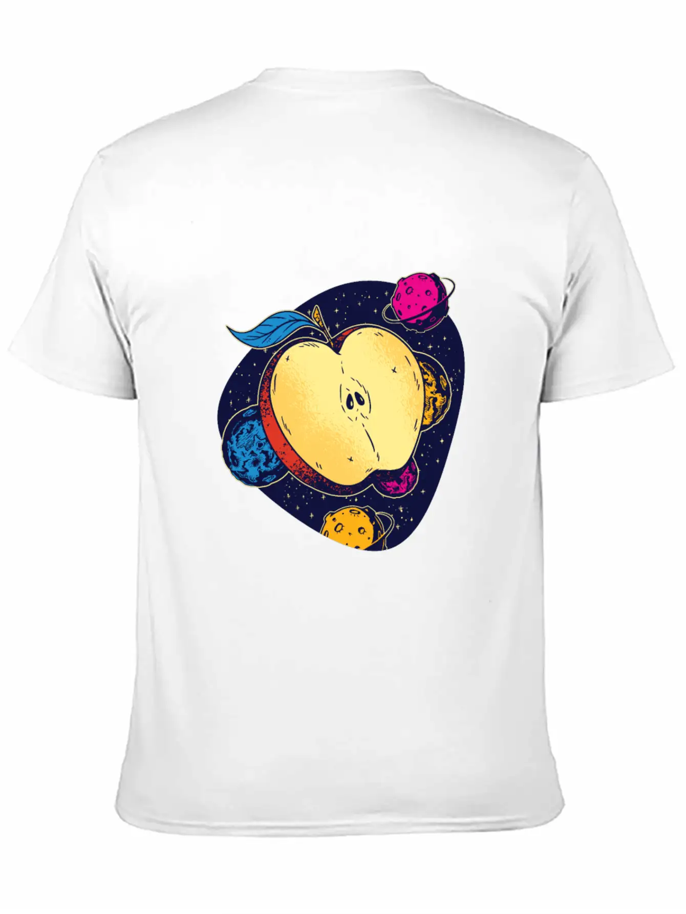 Colorful Space Apple Galactic Fruits Of Health Casual Graphic T-Shirt – Simple And Comfortable Daily Wear
