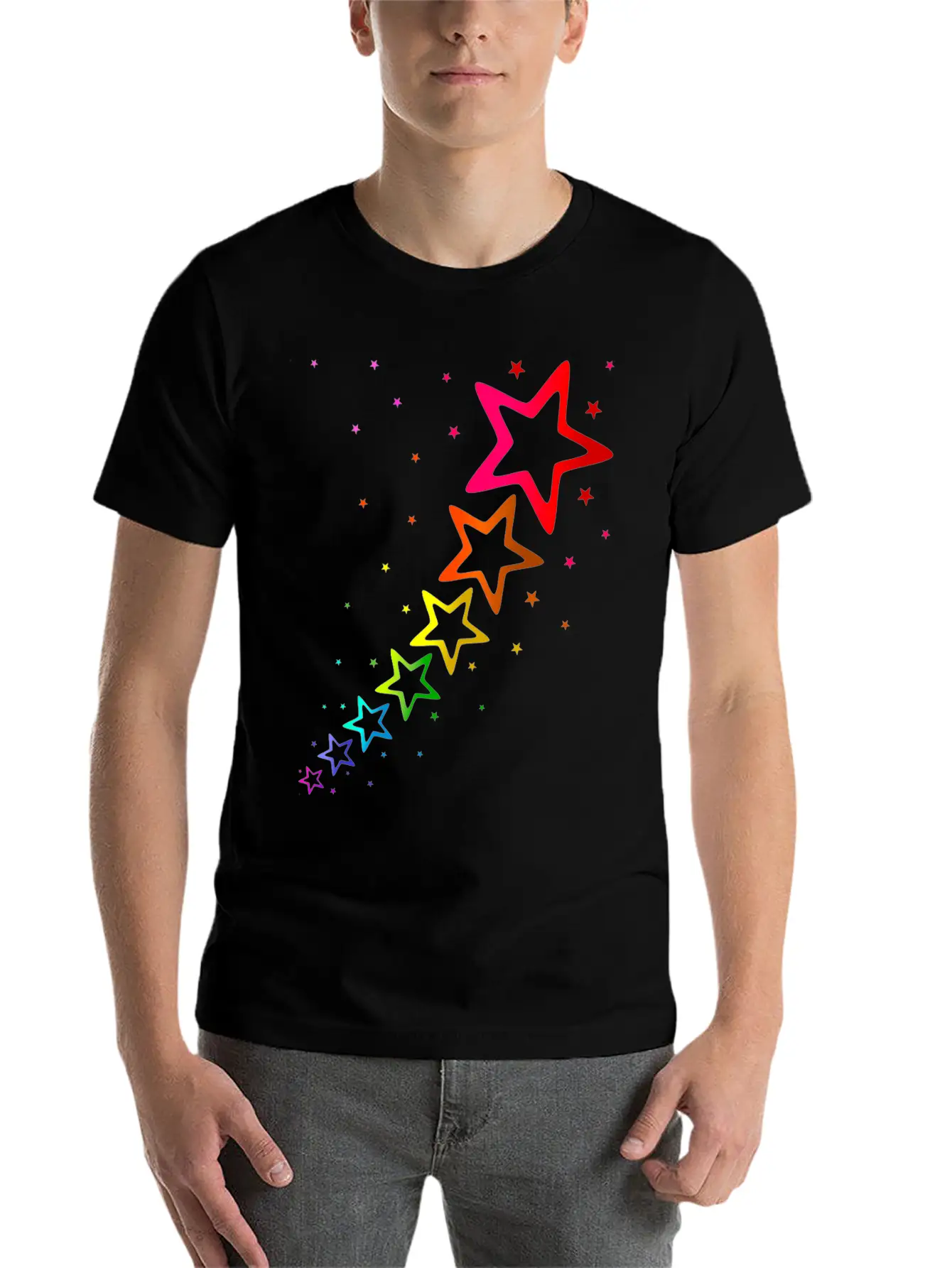 Colorful Stars Rainbow Color Unisex Casual T-Shirt – Clean Design For Daily Comfort