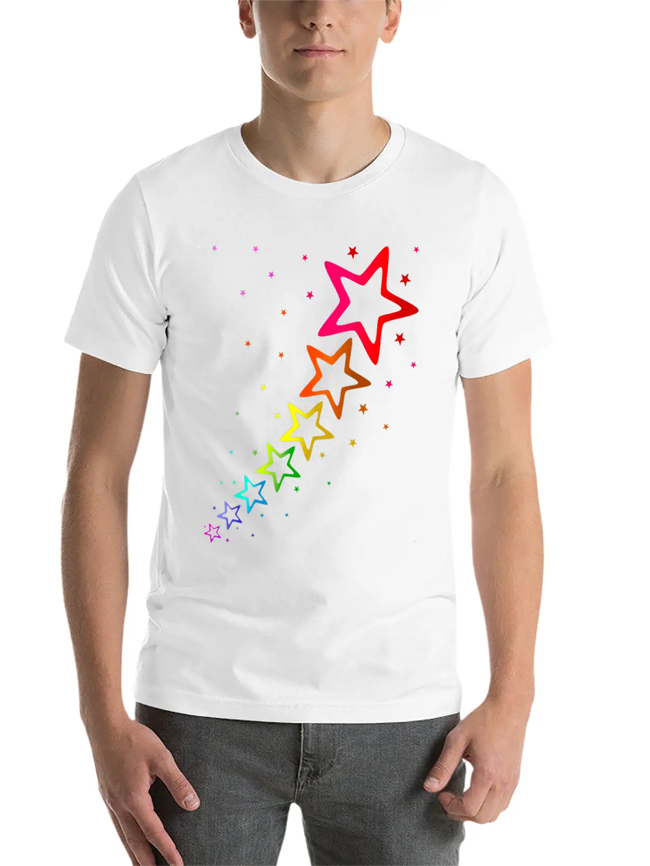 Colorful Stars Rainbow Color Unisex Casual T-Shirt – Clean Design For Daily Comfort