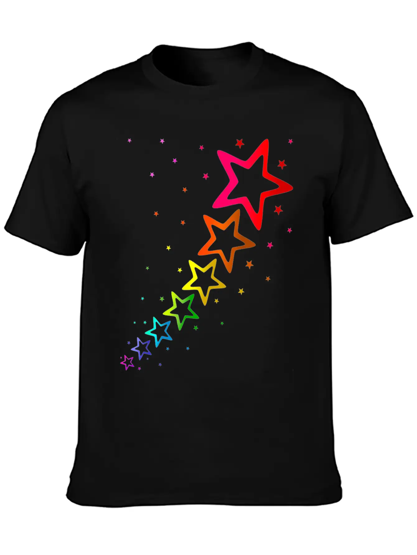Colorful Stars Rainbow Color Unisex Casual T-Shirt – Clean Design For Daily Comfort