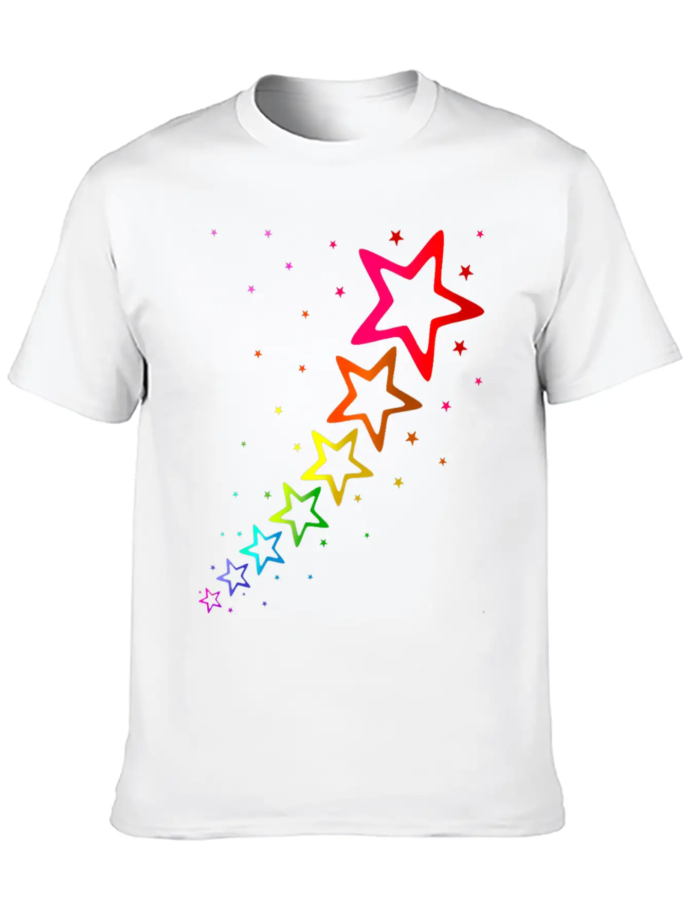 Colorful Stars Rainbow Color Unisex Casual T-Shirt – Clean Design For Daily Comfort