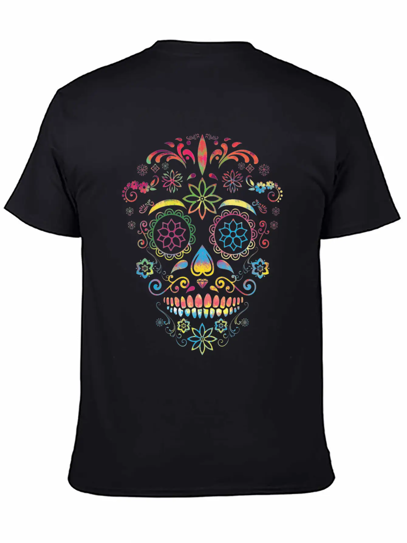 Colorful Sugarskull Dia De Los Muertos Halloween Classic Fit Graphic Tee For Daily Comfort – Unisex Cotton Shirt