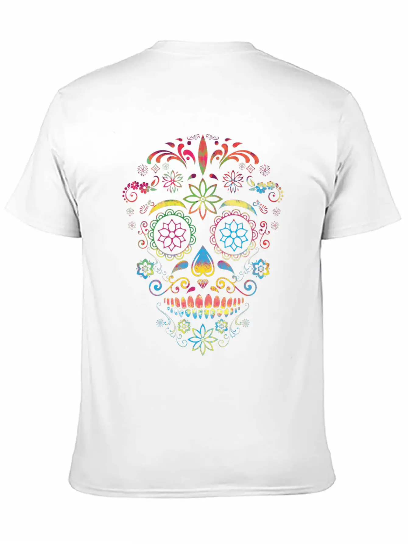 Colorful Sugarskull Dia De Los Muertos Halloween Classic Fit Graphic Tee For Daily Comfort – Unisex Cotton Shirt