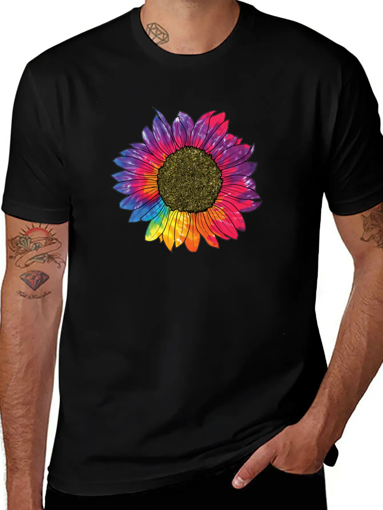 Colorful Sunflower Tie Dye Breathable Soft Cotton T-Shirt – Timeless Casual Look