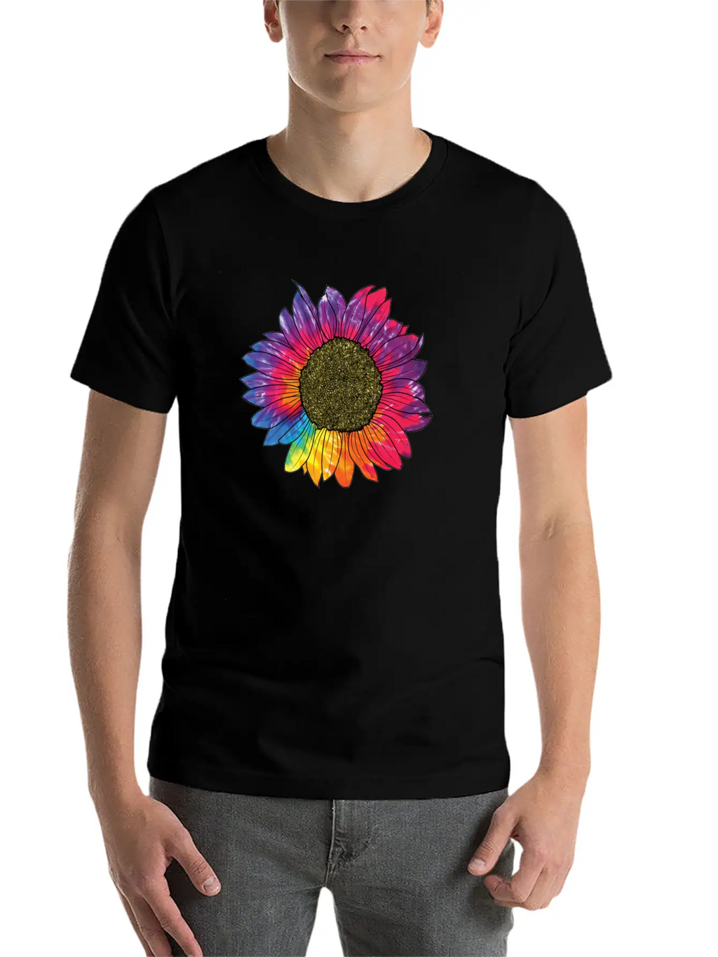 Colorful Sunflower Tie Dye Breathable Soft Cotton T-Shirt – Timeless Casual Look