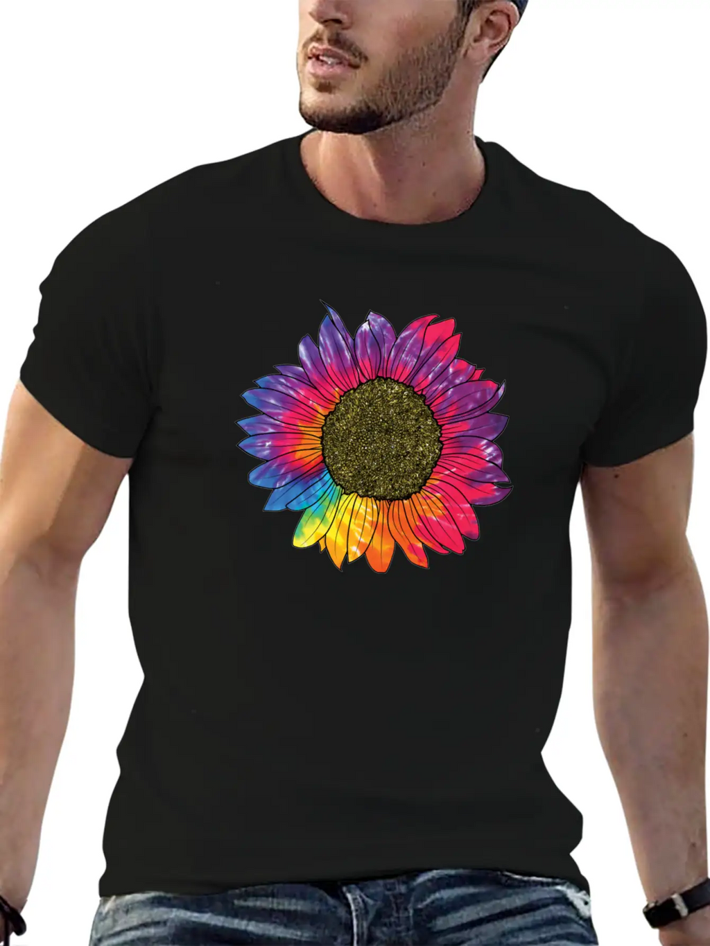 Colorful Sunflower Tie Dye Breathable Soft Cotton T-Shirt – Timeless Casual Look