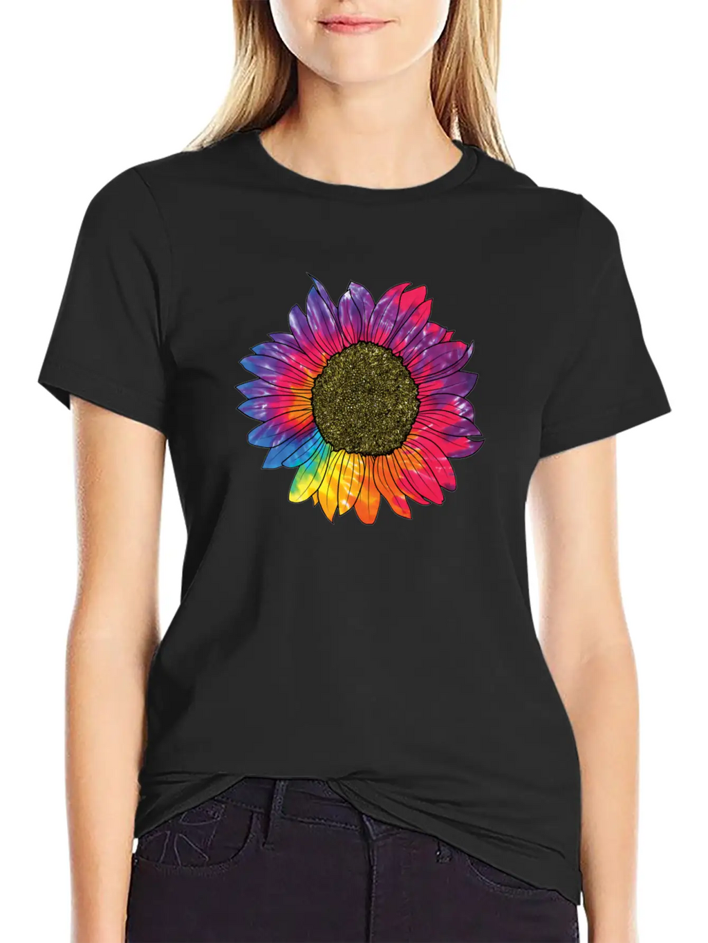 Colorful Sunflower Tie Dye Breathable Soft Cotton T-Shirt – Timeless Casual Look