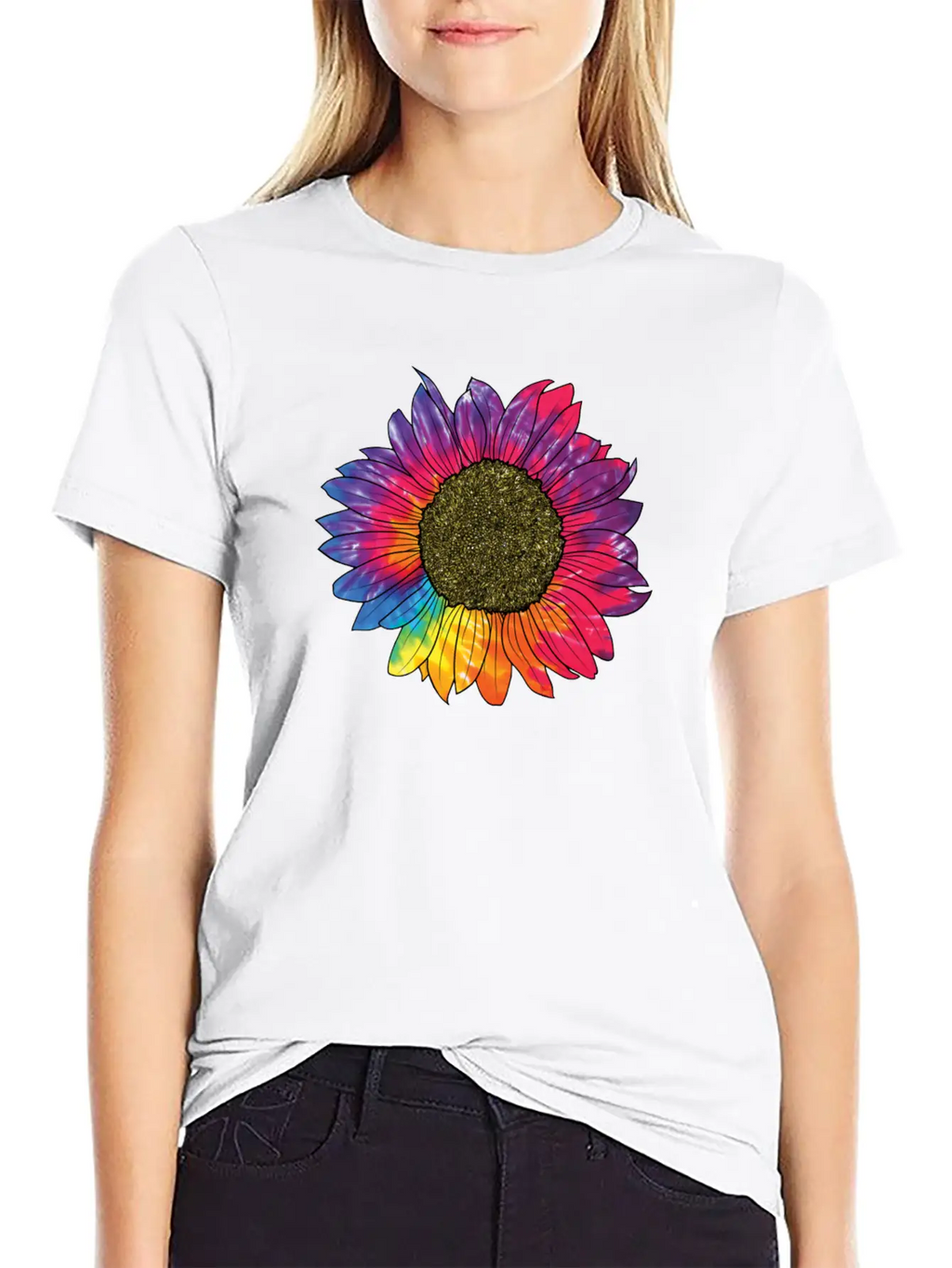 Colorful Sunflower Tie Dye Breathable Soft Cotton T-Shirt – Timeless Casual Look