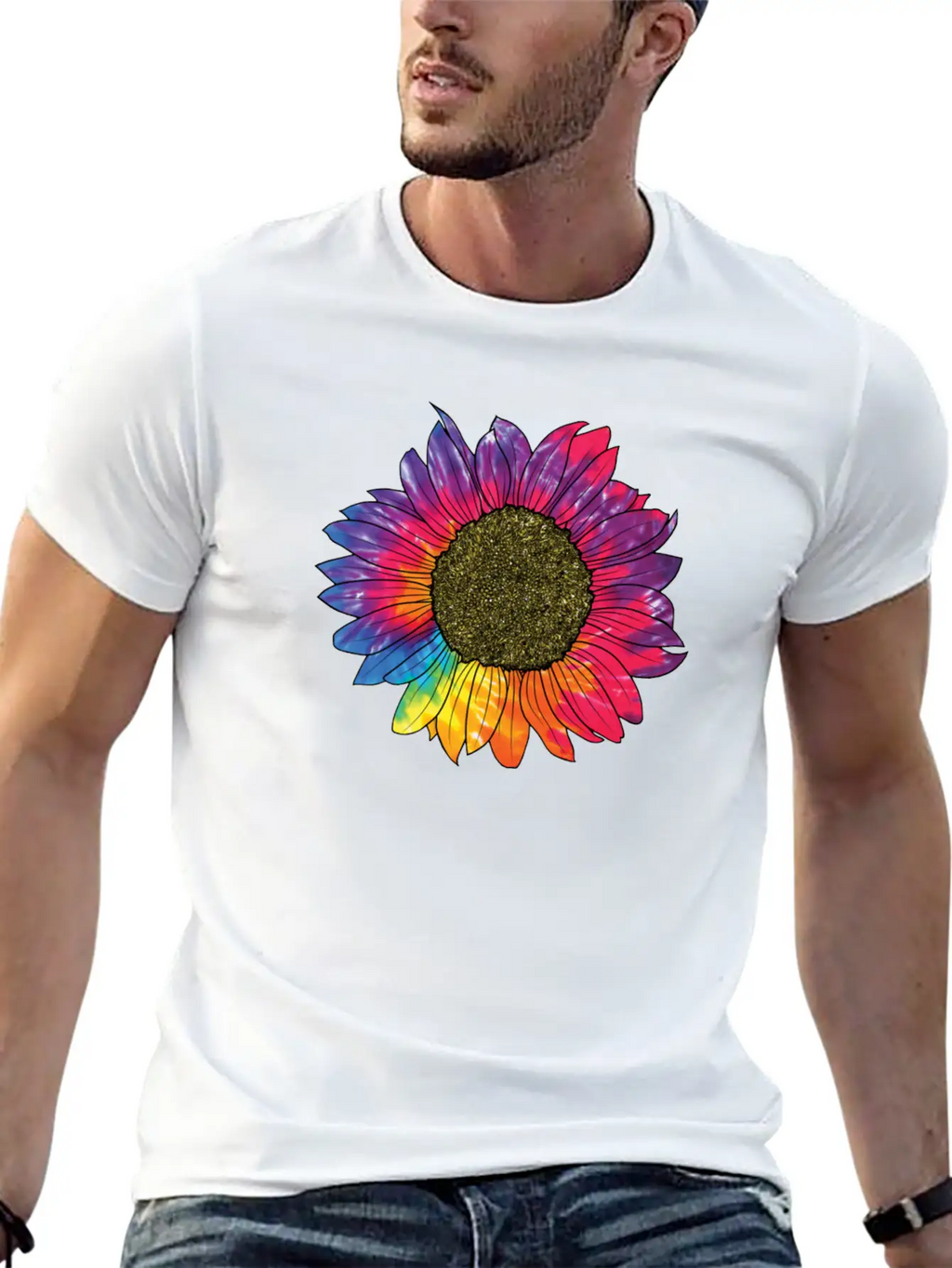 Colorful Sunflower Tie Dye Breathable Soft Cotton T-Shirt – Timeless Casual Look