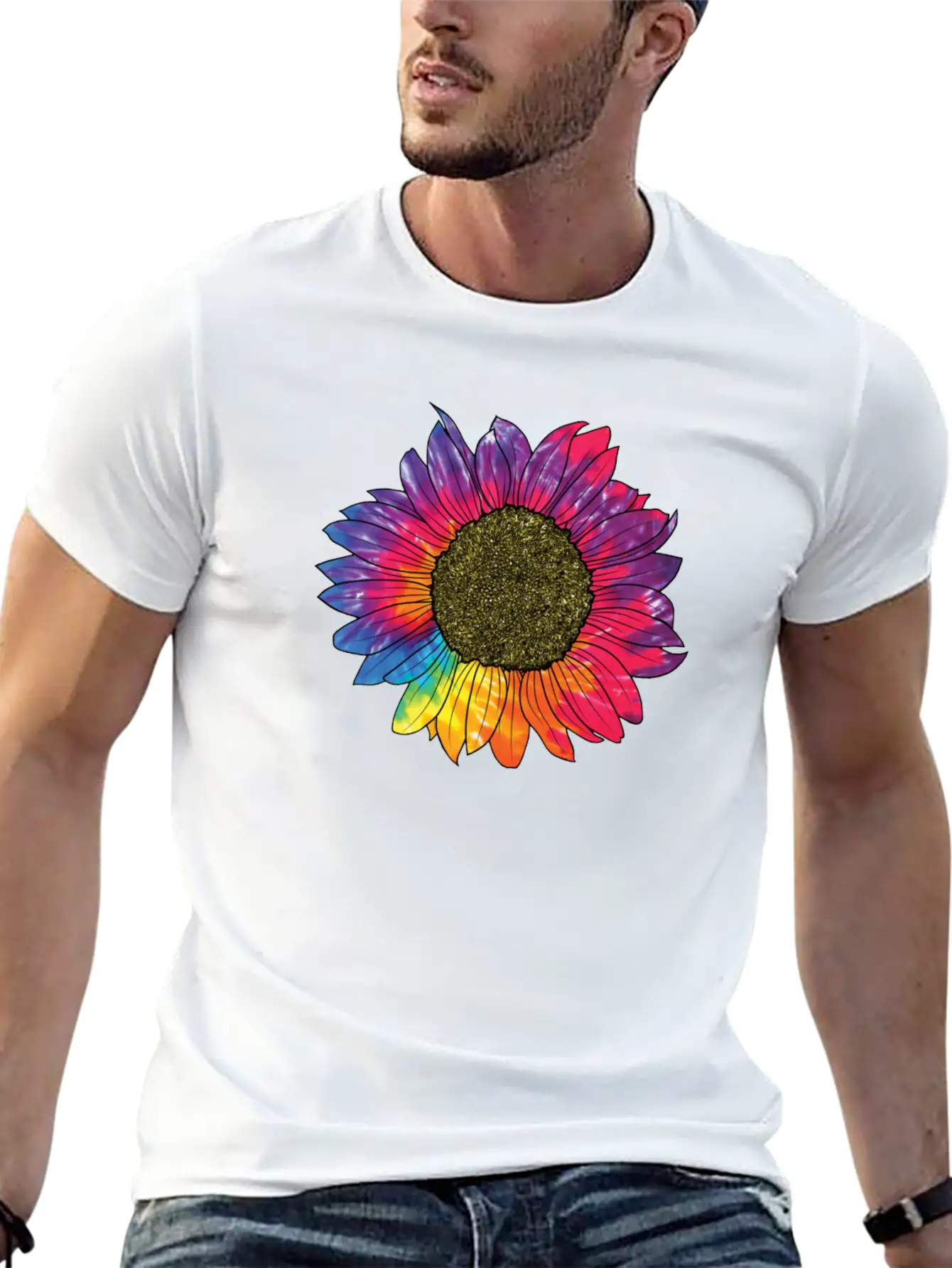 Colorful Sunflower Tie Dye Breathable Soft Cotton T-Shirt – Timeless Casual Look