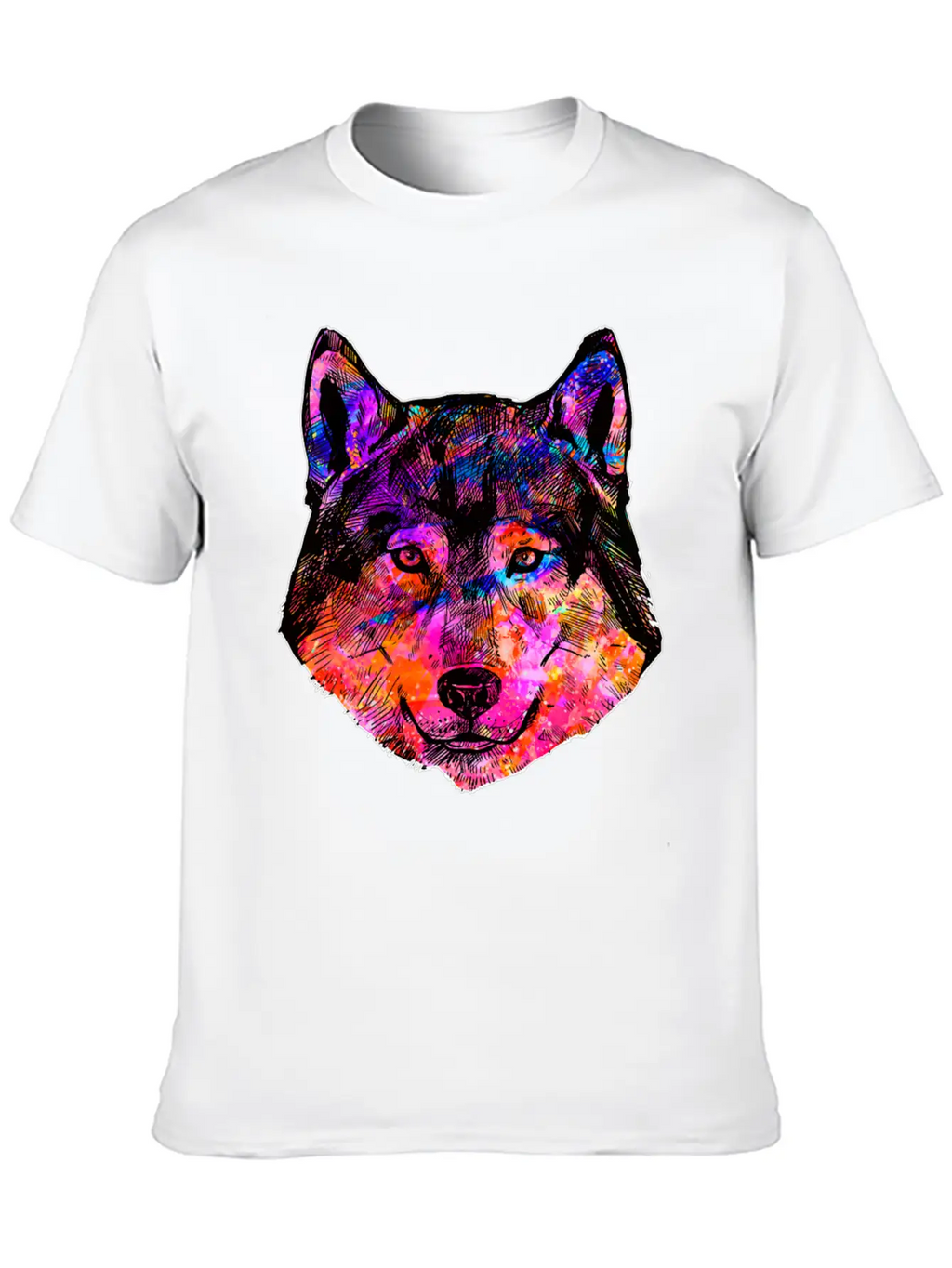 Colorful Wolf Essential Cotton Tee For Daily Outfits – Unisex Style
