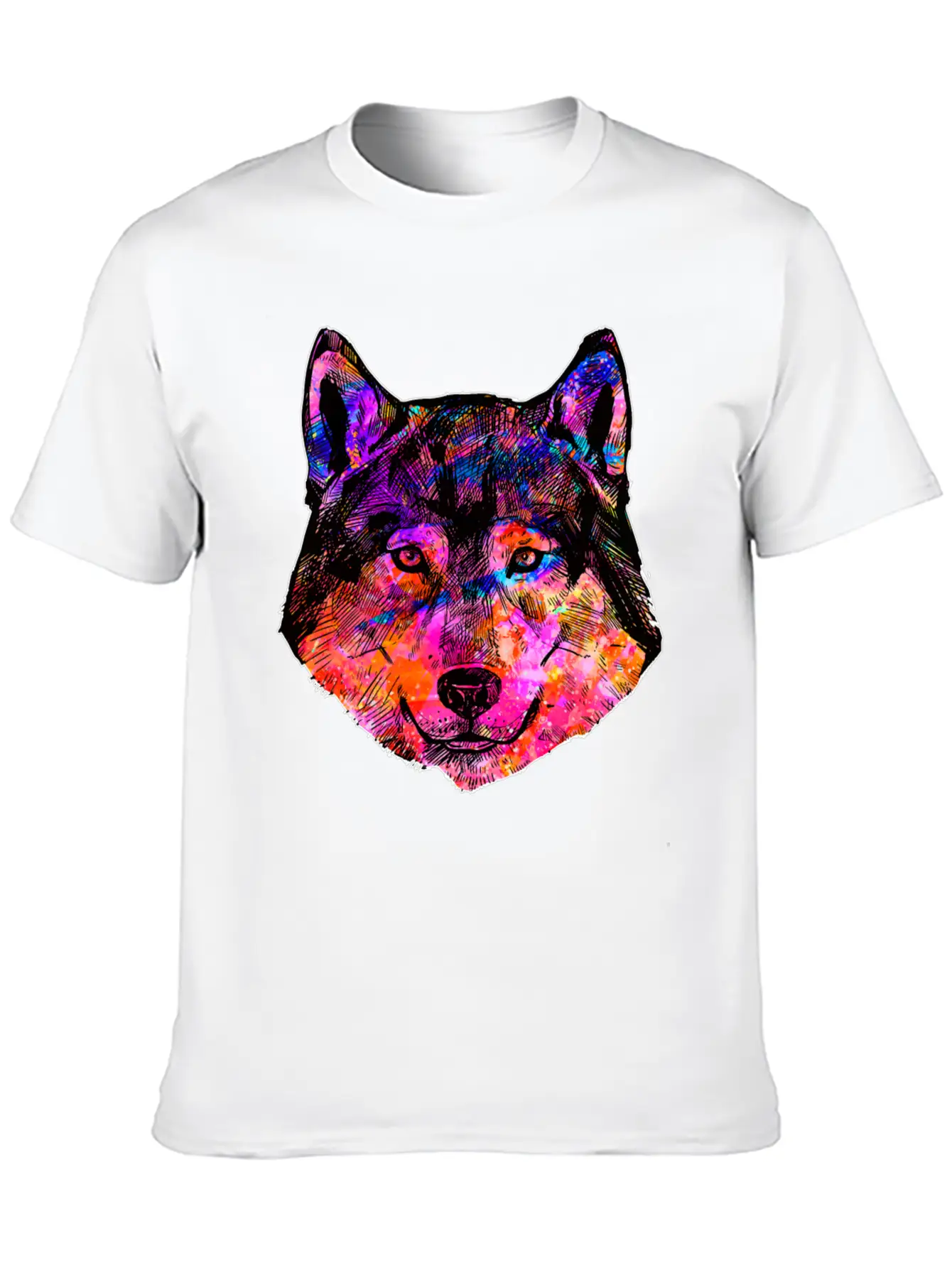 Colorful Wolf Essential Cotton Tee For Daily Outfits – Unisex Style