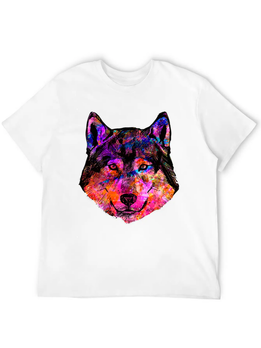 Colorful Wolf Essential Cotton Tee For Daily Outfits – Unisex Style