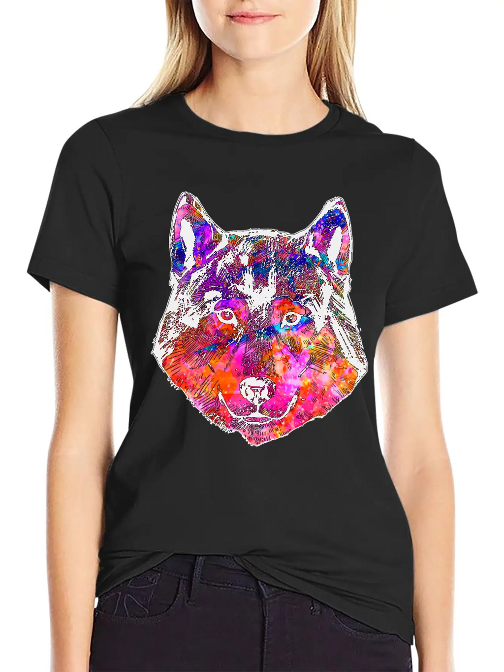 Colorful Wolf Essential Cotton Tee For Daily Outfits – Unisex Style