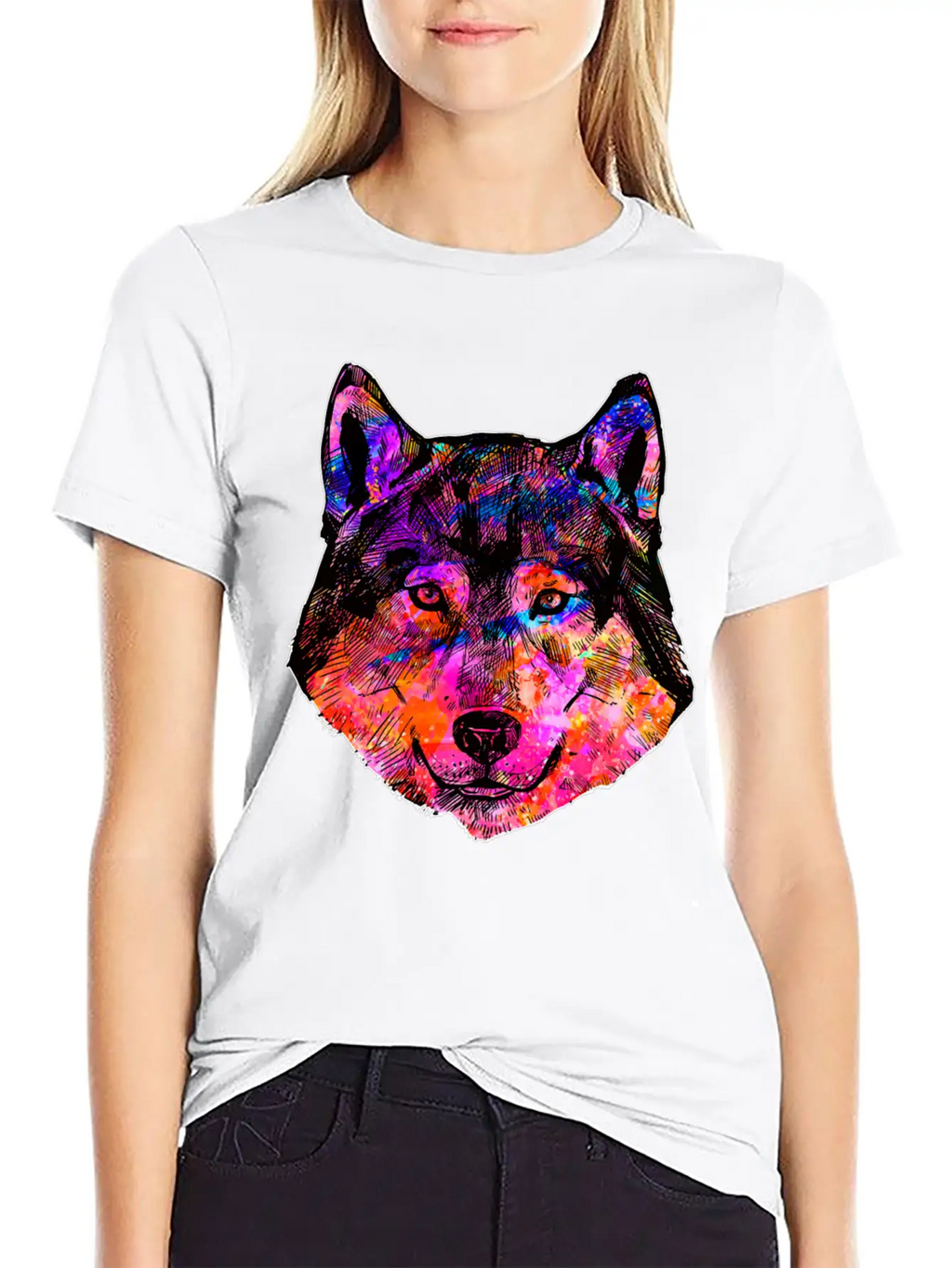 Colorful Wolf Essential Cotton Tee For Daily Outfits – Unisex Style