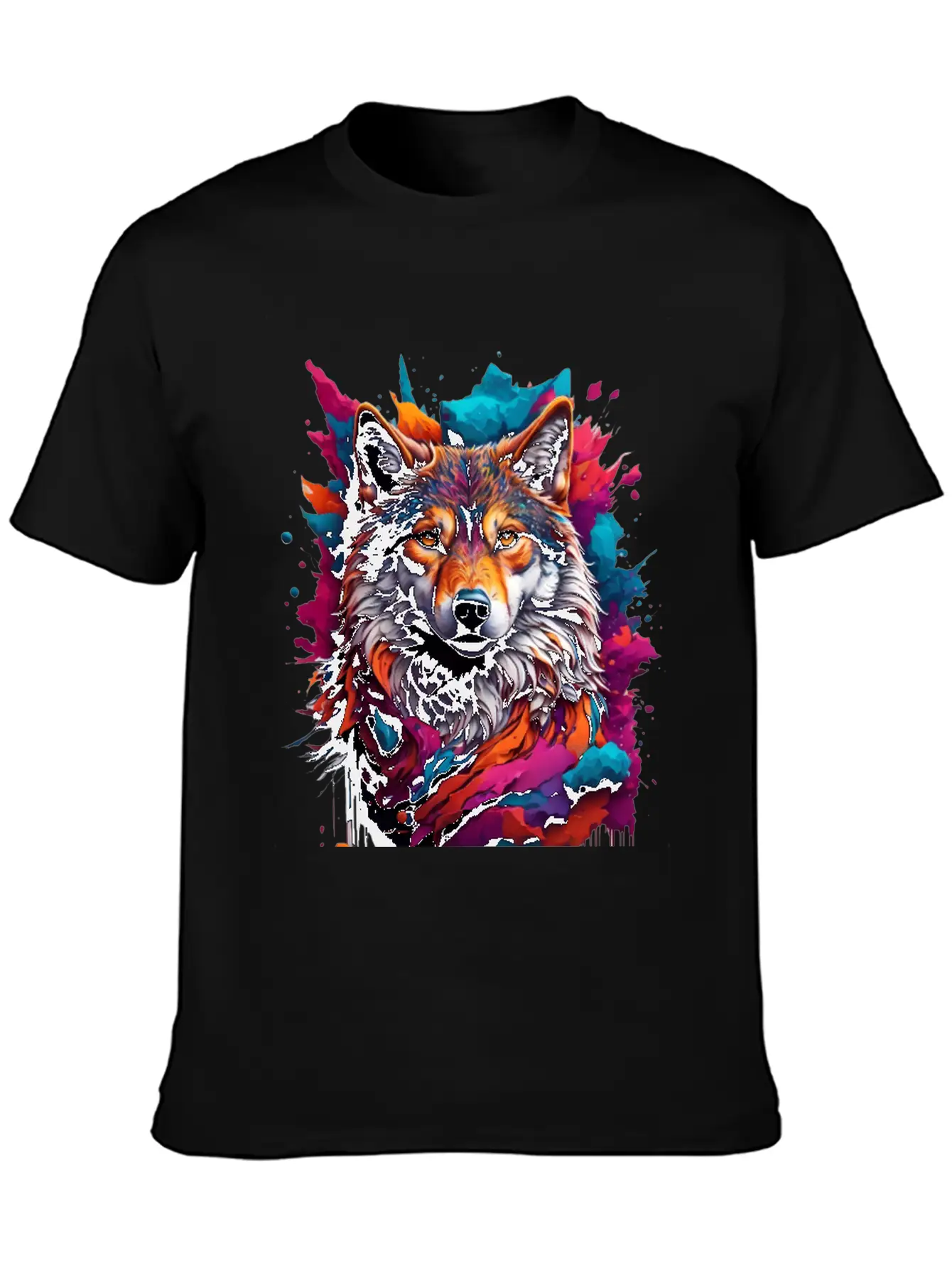 Colorful Wolf Face Unisex Casual T-Shirt – Clean Design For Daily Comfort