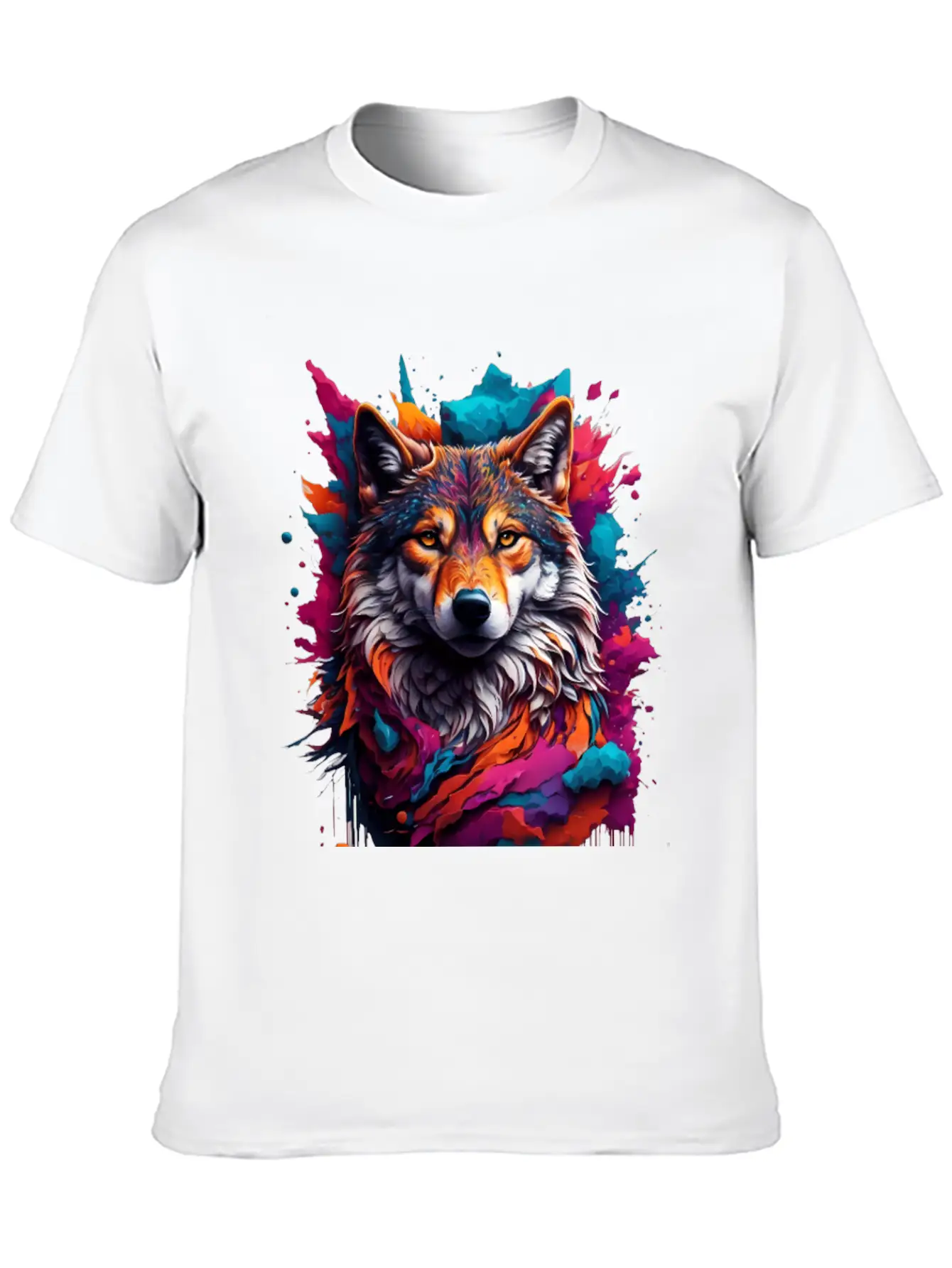Colorful Wolf Face Unisex Casual T-Shirt – Clean Design For Daily Comfort