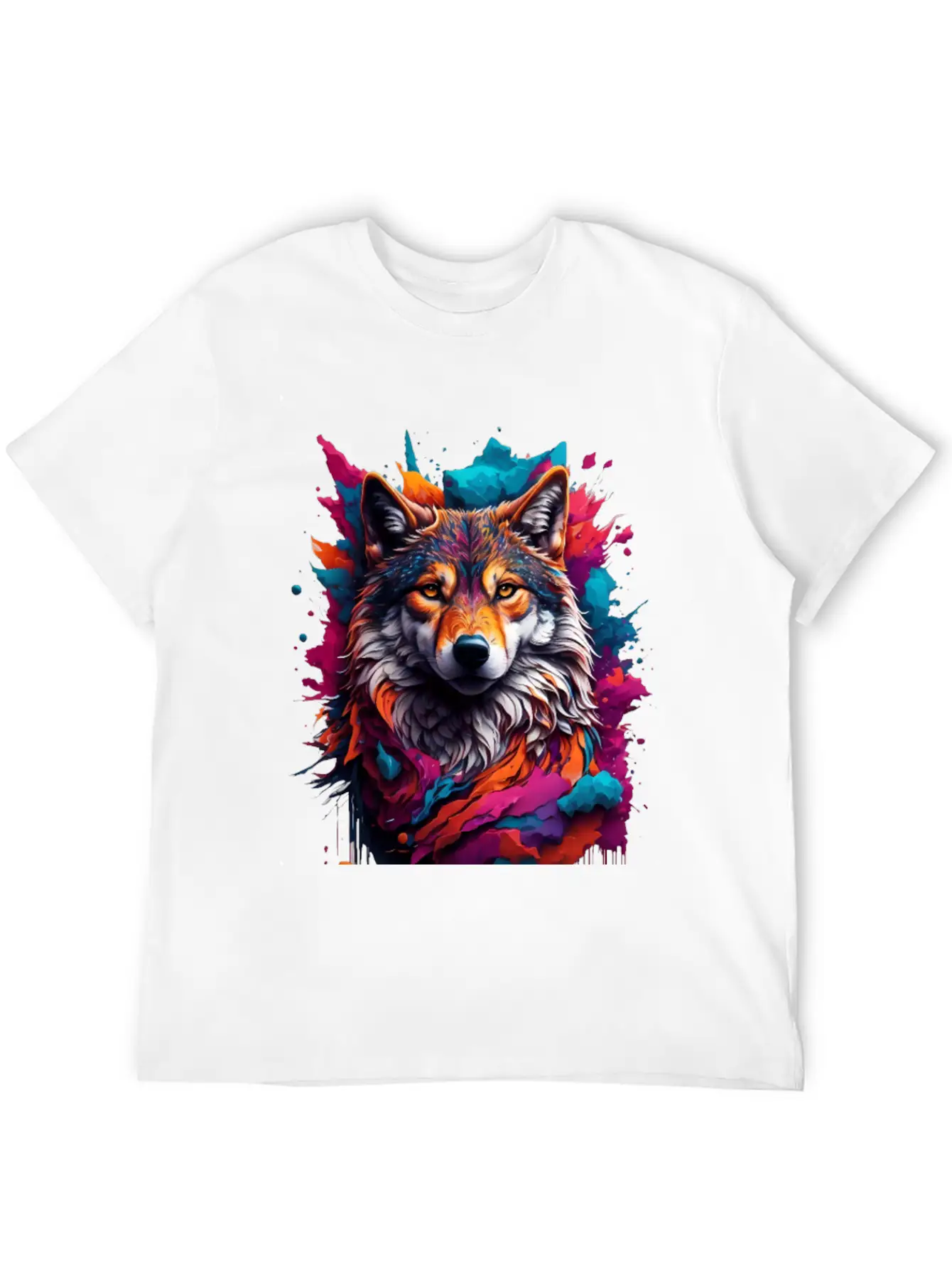 Colorful Wolf Face Unisex Casual T-Shirt – Clean Design For Daily Comfort