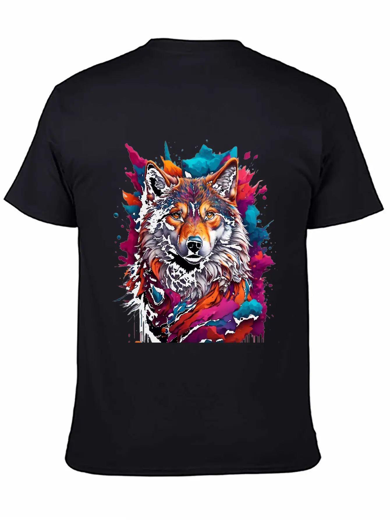 Colorful Wolf Face Unisex Casual T-Shirt – Clean Design For Daily Comfort