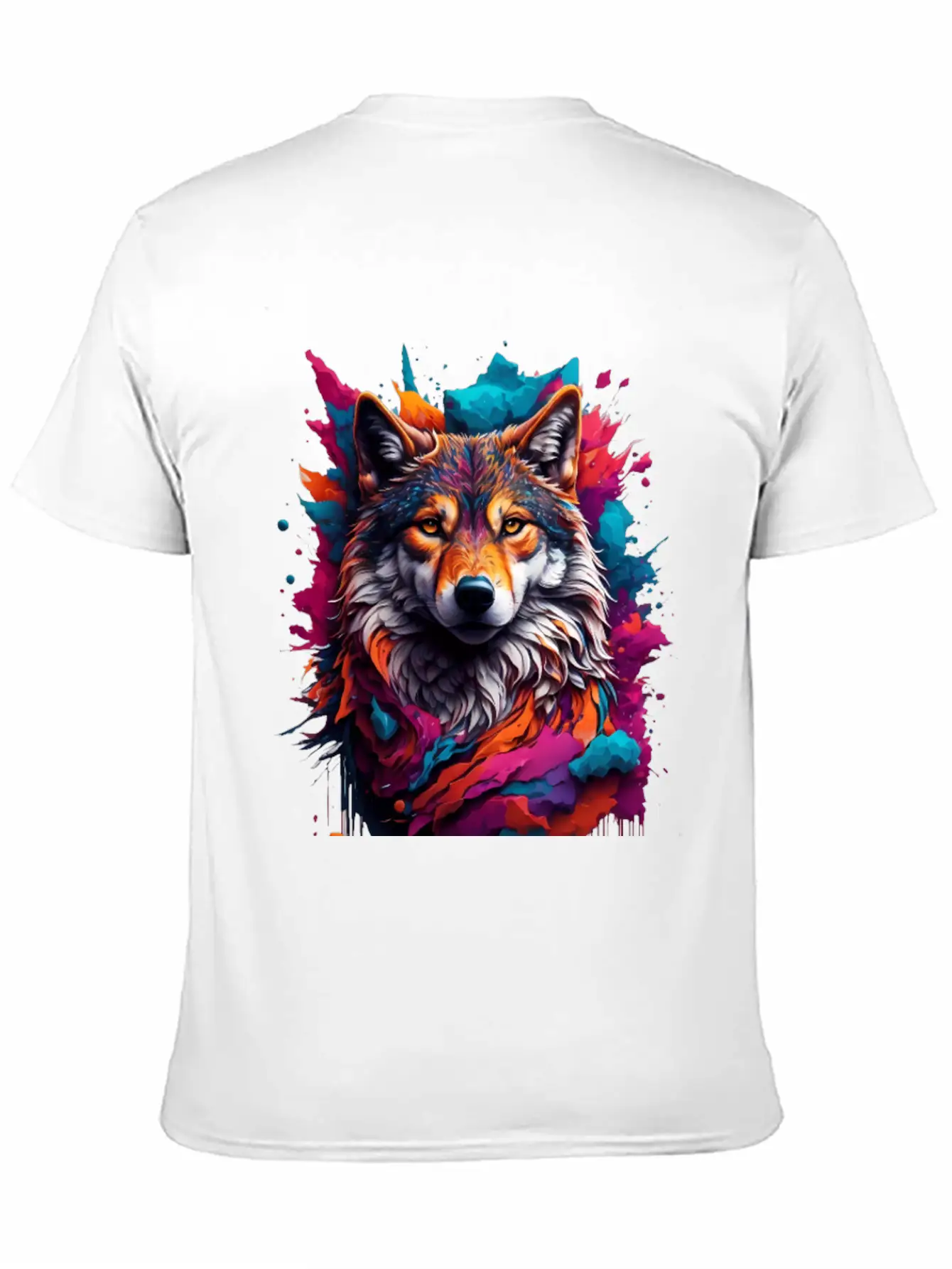 Colorful Wolf Face Unisex Casual T-Shirt – Clean Design For Daily Comfort