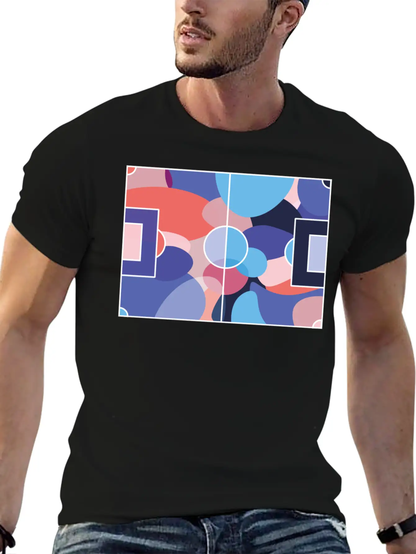 Colourful Soccer Pitch Unisex Casual T-Shirt – Clean Design For Daily Comfort