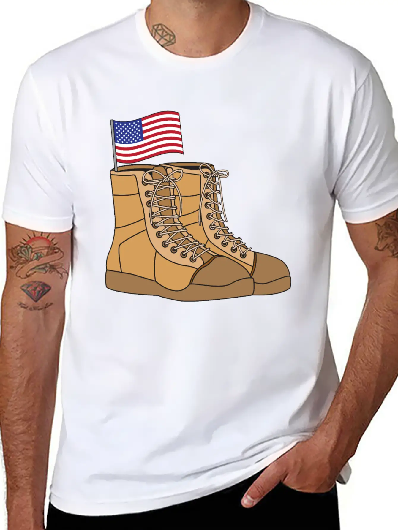 Combat Boots With Flag Unisex Casual T-Shirt – Clean Design For Daily Comfort