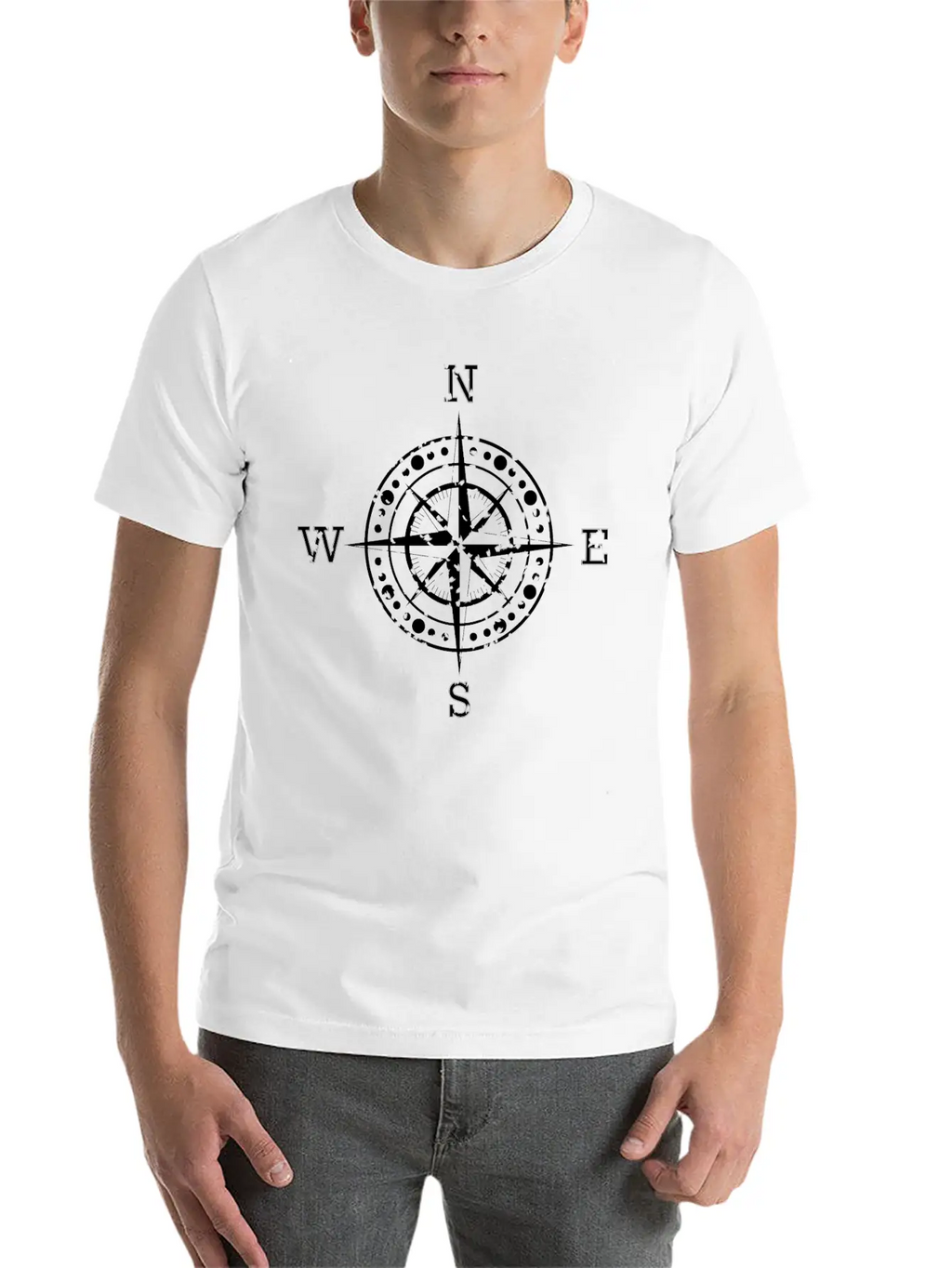 Compass Water Lily Maritime Harbor Motif Unisex Casual T-Shirt – Clean Design For Daily Comfort