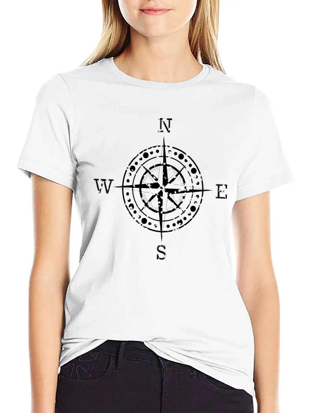 Compass Water Lily Maritime Harbor Motif Unisex Casual T-Shirt – Clean Design For Daily Comfort