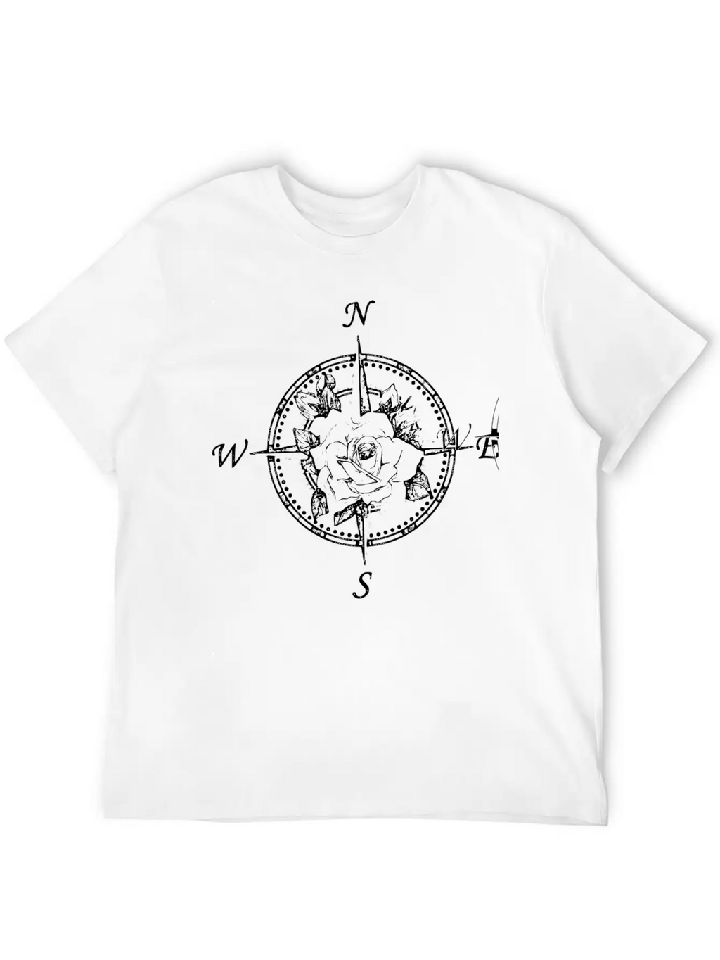 Compass With Rose Breathable Soft Cotton T-Shirt – Timeless Casual Look