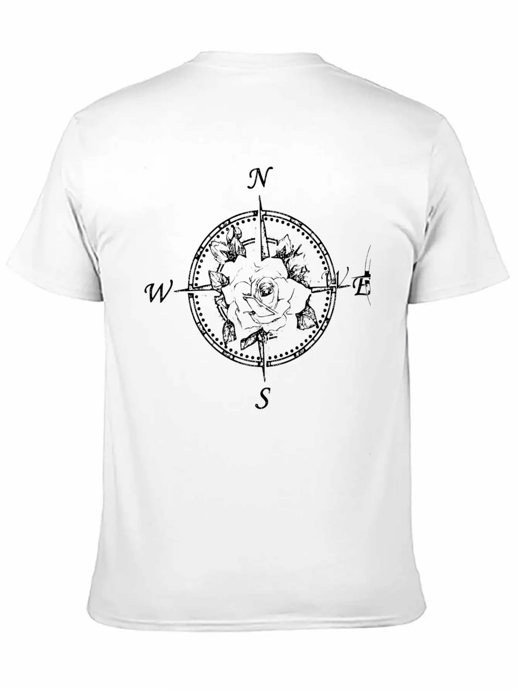 Compass With Rose Breathable Soft Cotton T-Shirt – Timeless Casual Look