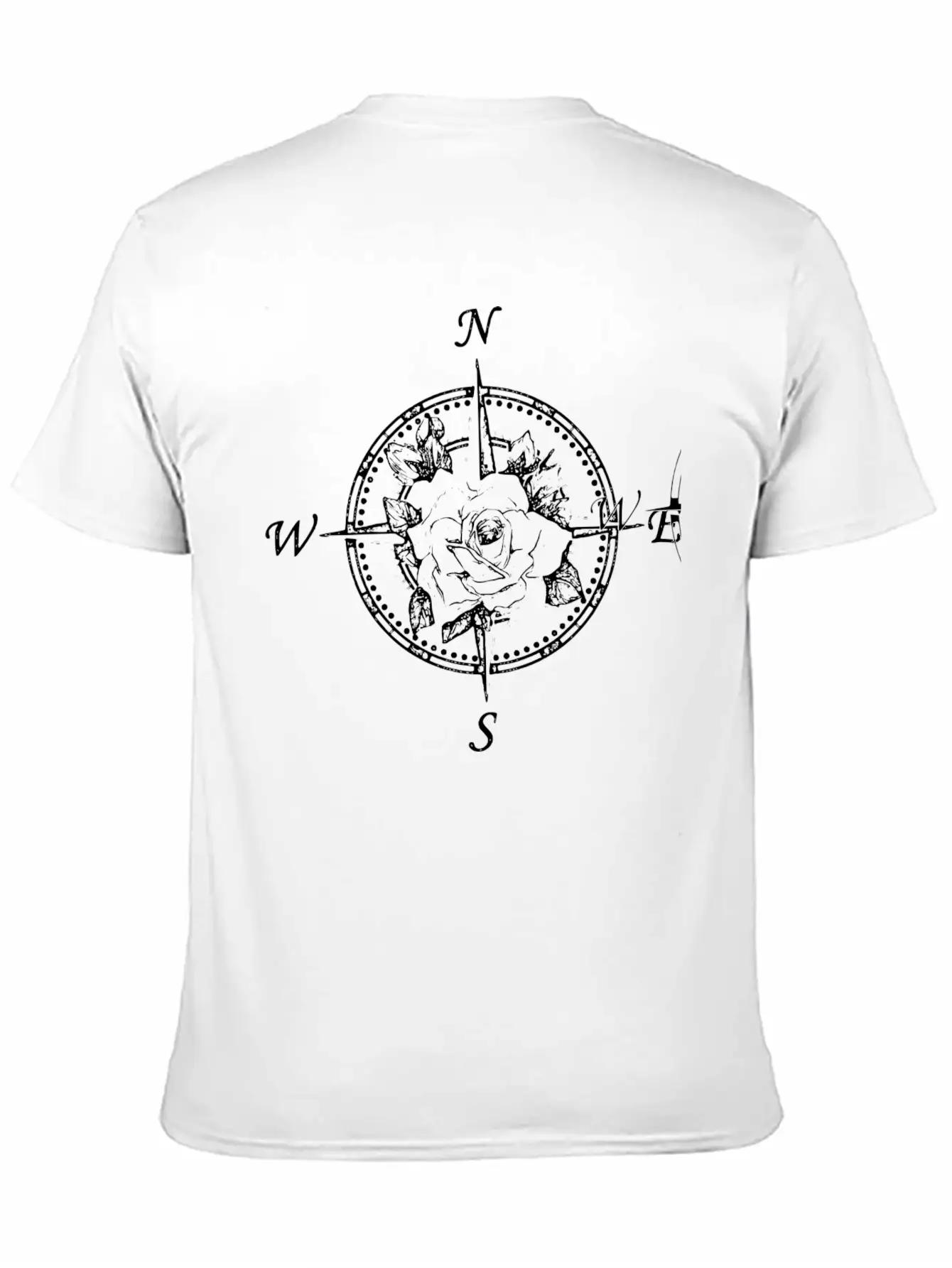 Compass With Rose Breathable Soft Cotton T-Shirt – Timeless Casual Look