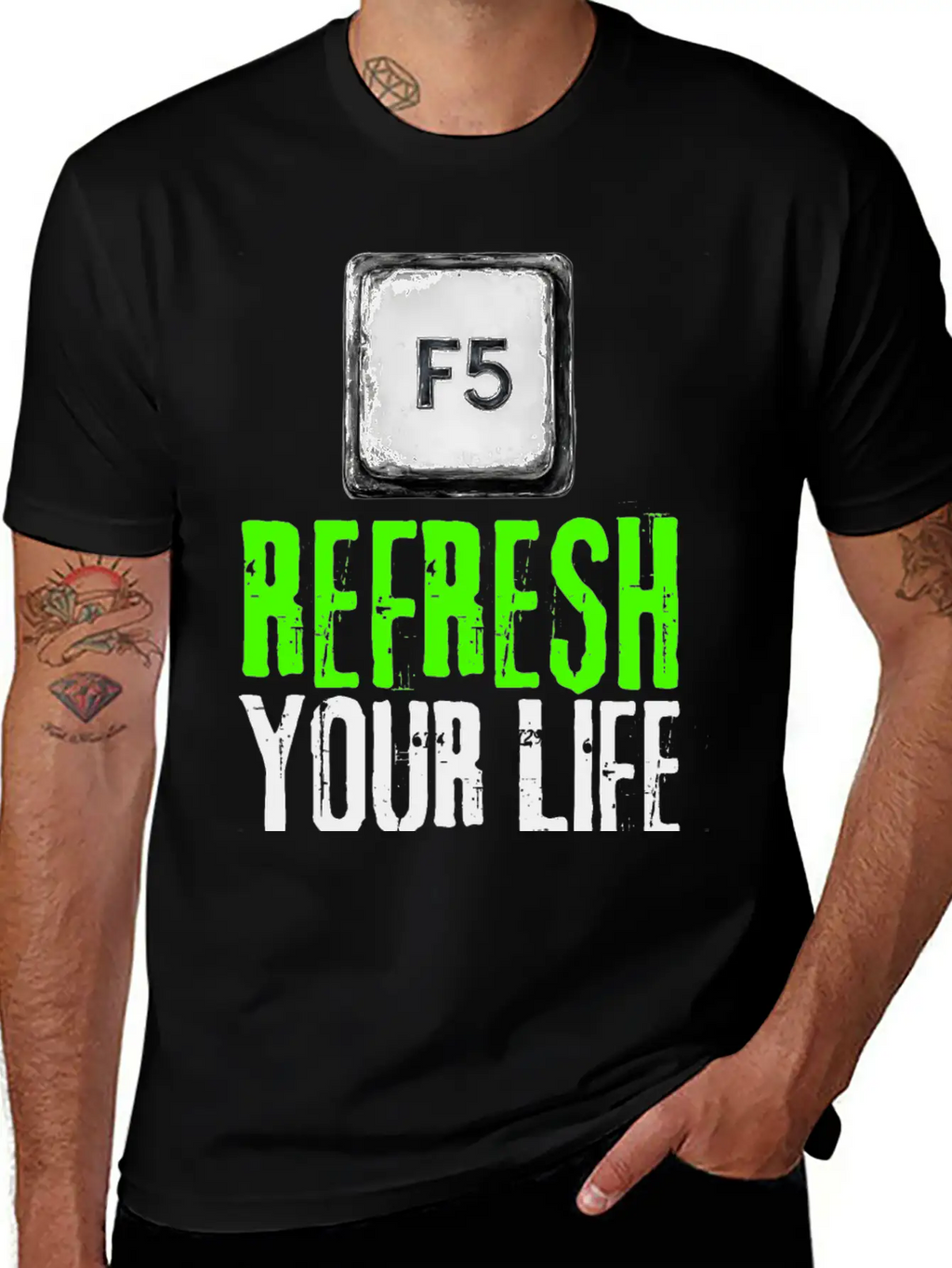 Computer Keyboard F5 Refresh Your Life Stylish Everyday T-Shirt – Unisex Basic Cotton Tee