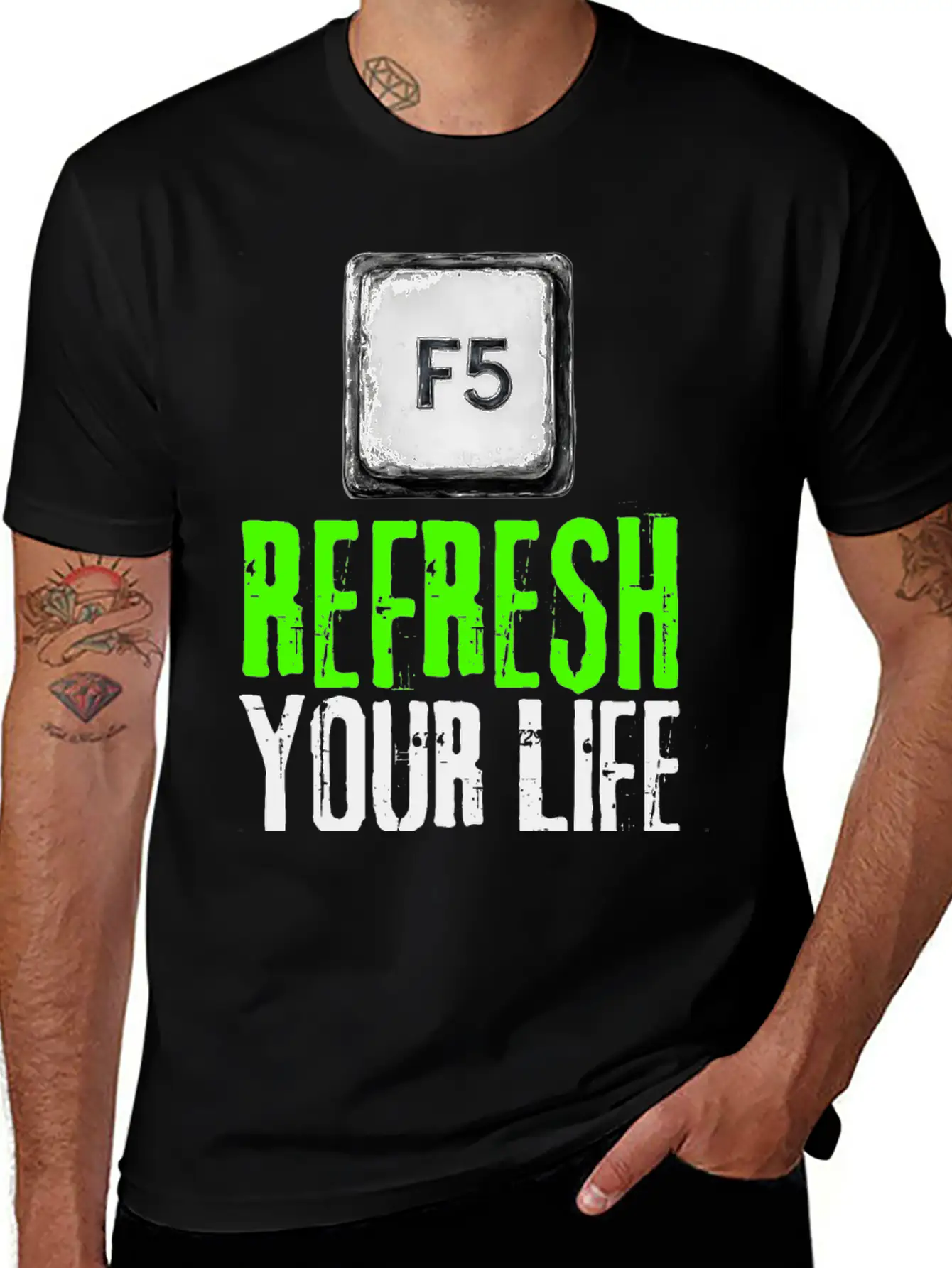 Computer Keyboard F5 Refresh Your Life Stylish Everyday T-Shirt – Unisex Basic Cotton Tee