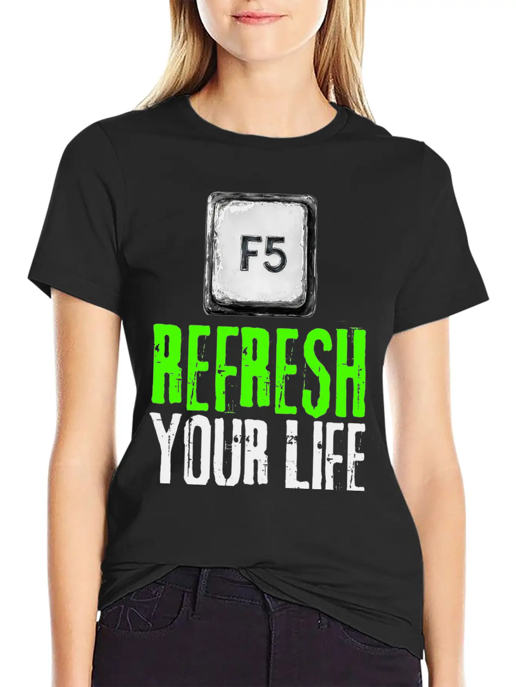 Computer Keyboard F5 Refresh Your Life Stylish Everyday T-Shirt – Unisex Basic Cotton Tee