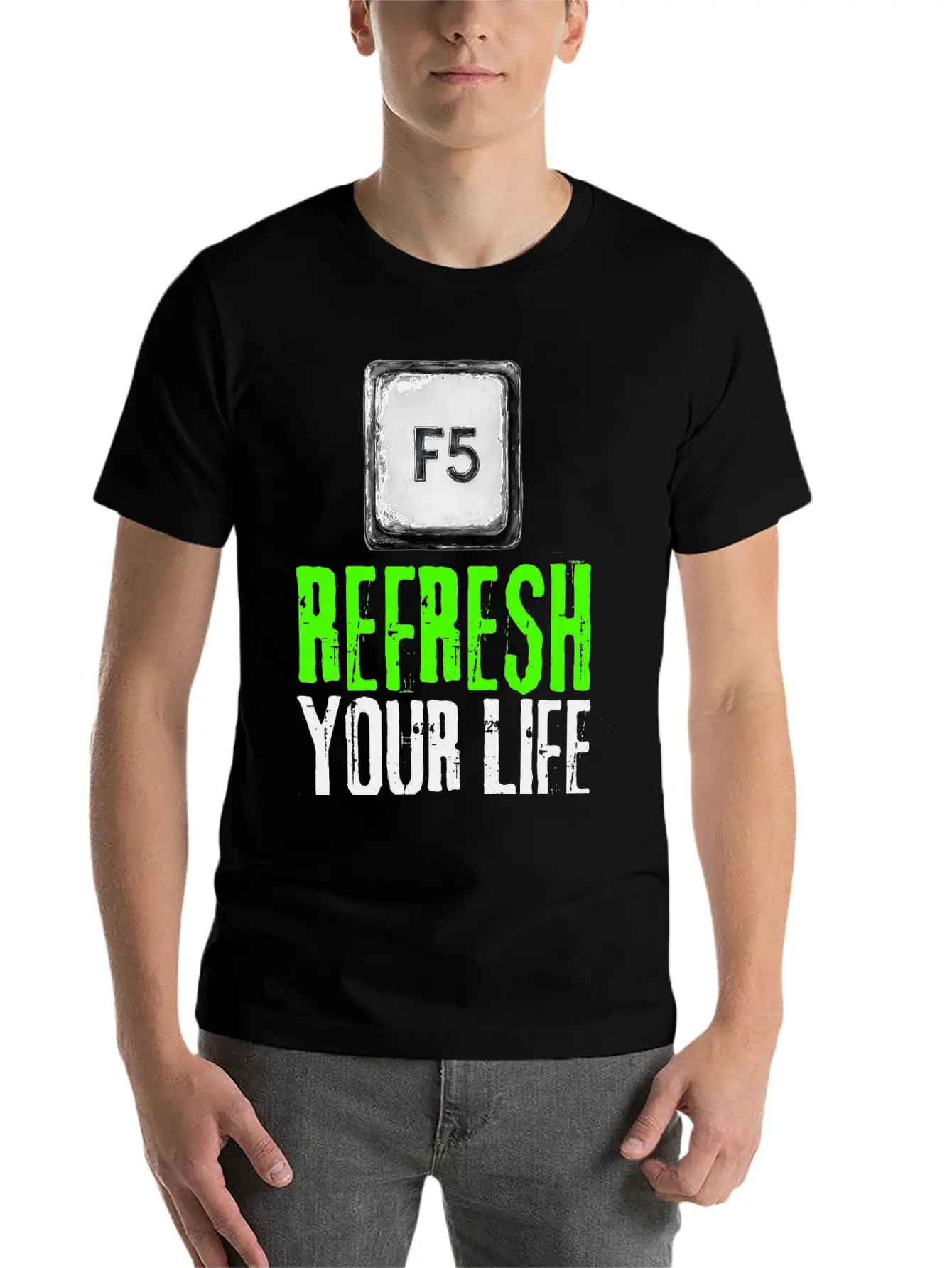 Computer Keyboard F5 Refresh Your Life Stylish Everyday T-Shirt – Unisex Basic Cotton Tee