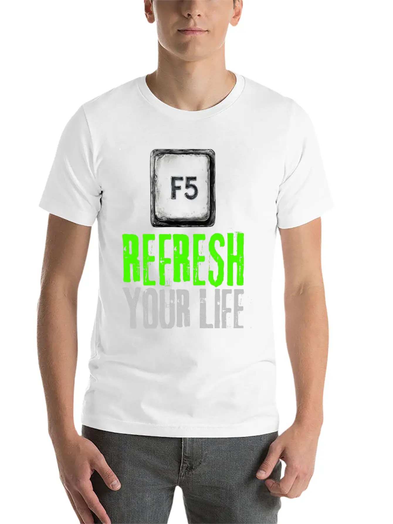 Computer Keyboard F5 Refresh Your Life Stylish Everyday T-Shirt – Unisex Basic Cotton Tee