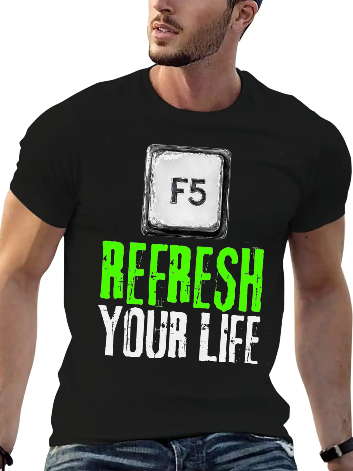 Computer Keyboard F5 Refresh Your Life Stylish Everyday T-Shirt – Unisex Basic Cotton Tee