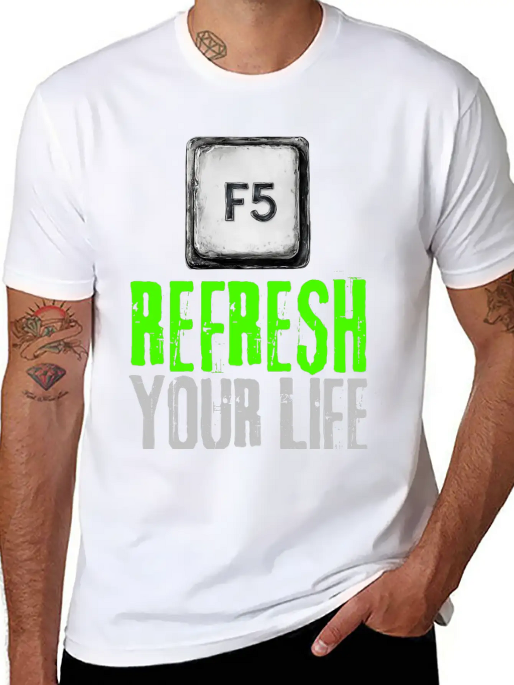Computer Keyboard F5 Refresh Your Life Stylish Everyday T-Shirt – Unisex Basic Cotton Tee