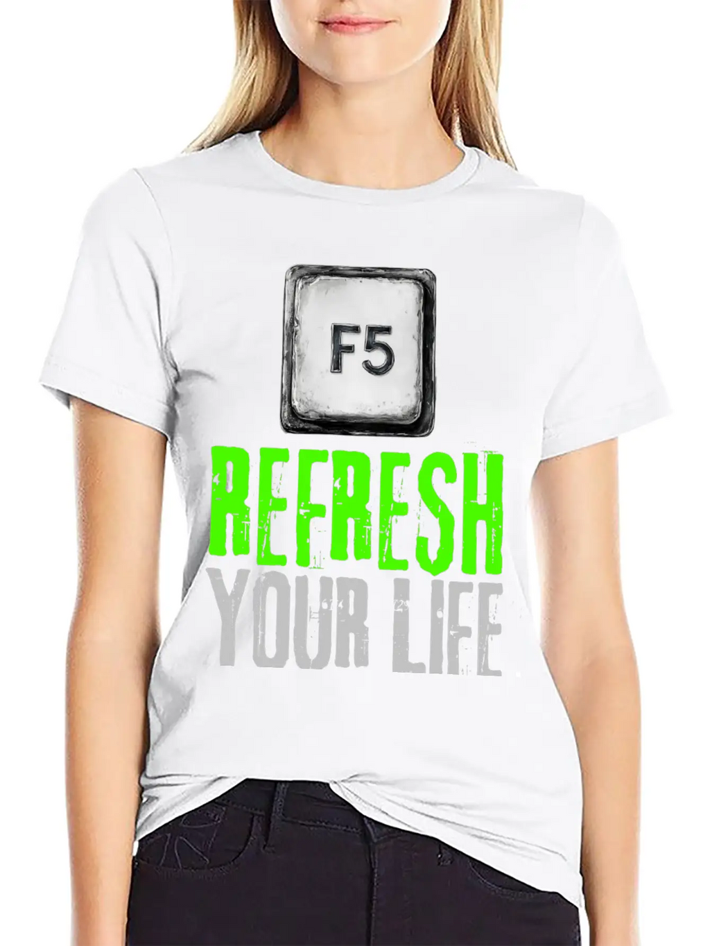 Computer Keyboard F5 Refresh Your Life Stylish Everyday T-Shirt – Unisex Basic Cotton Tee