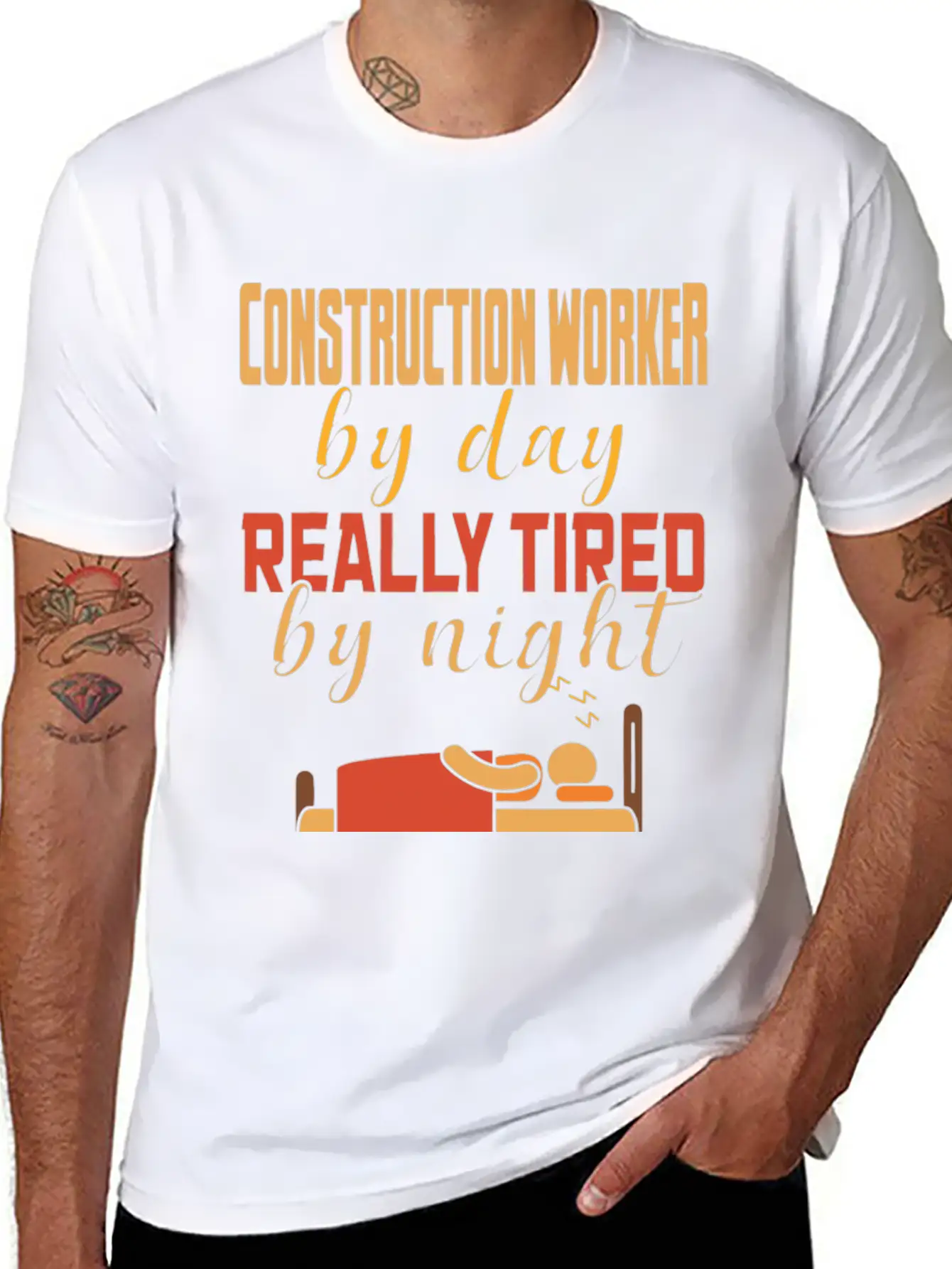 Construction Worker By Day Really Tired By Night Unisex Casual T-Shirt – Clean Design For Daily Comfort