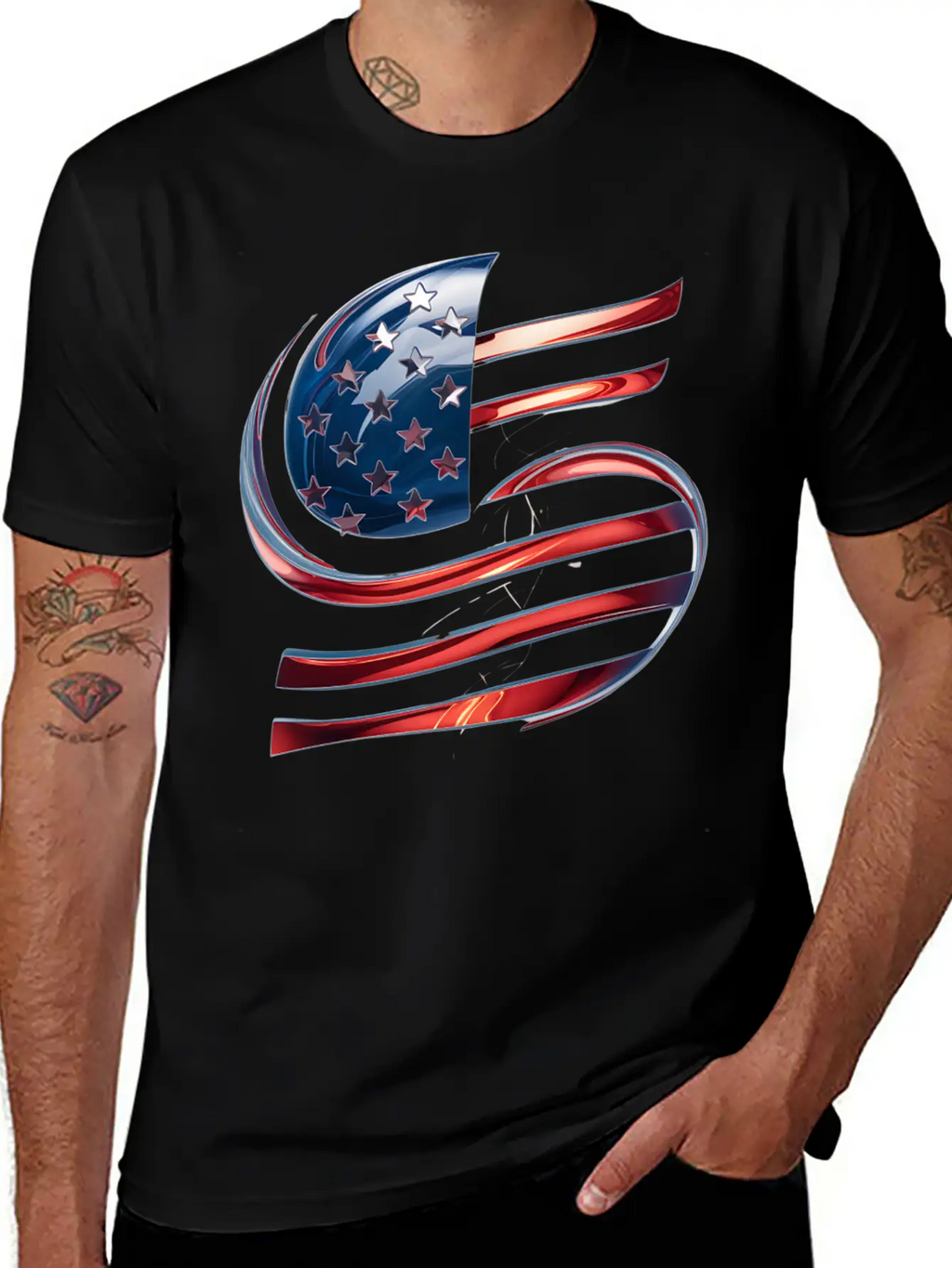 Contemporary American Flag Logo Essential Cotton Tee For Daily Outfits – Unisex Style