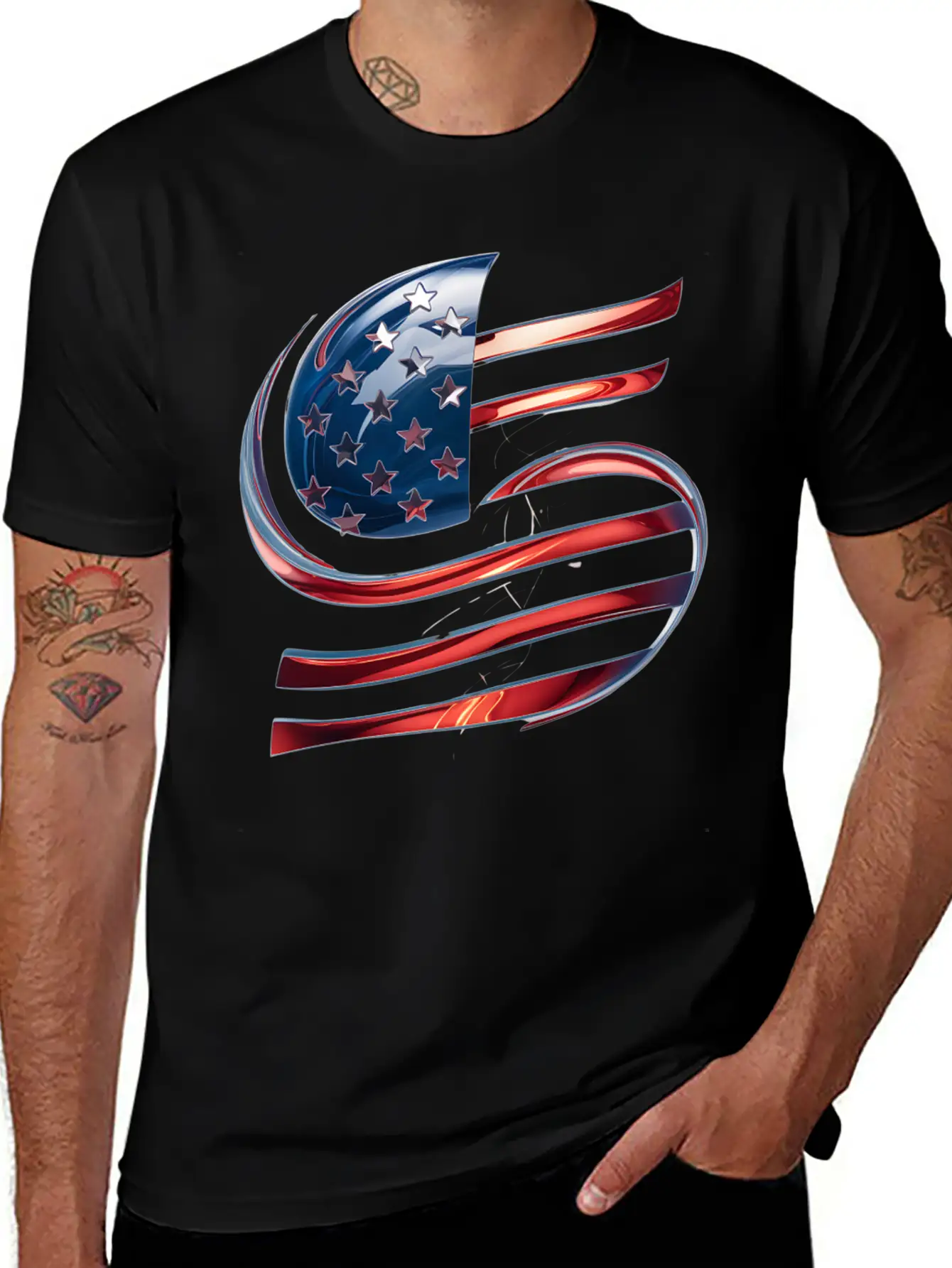 Contemporary American Flag Logo Essential Cotton Tee For Daily Outfits – Unisex Style