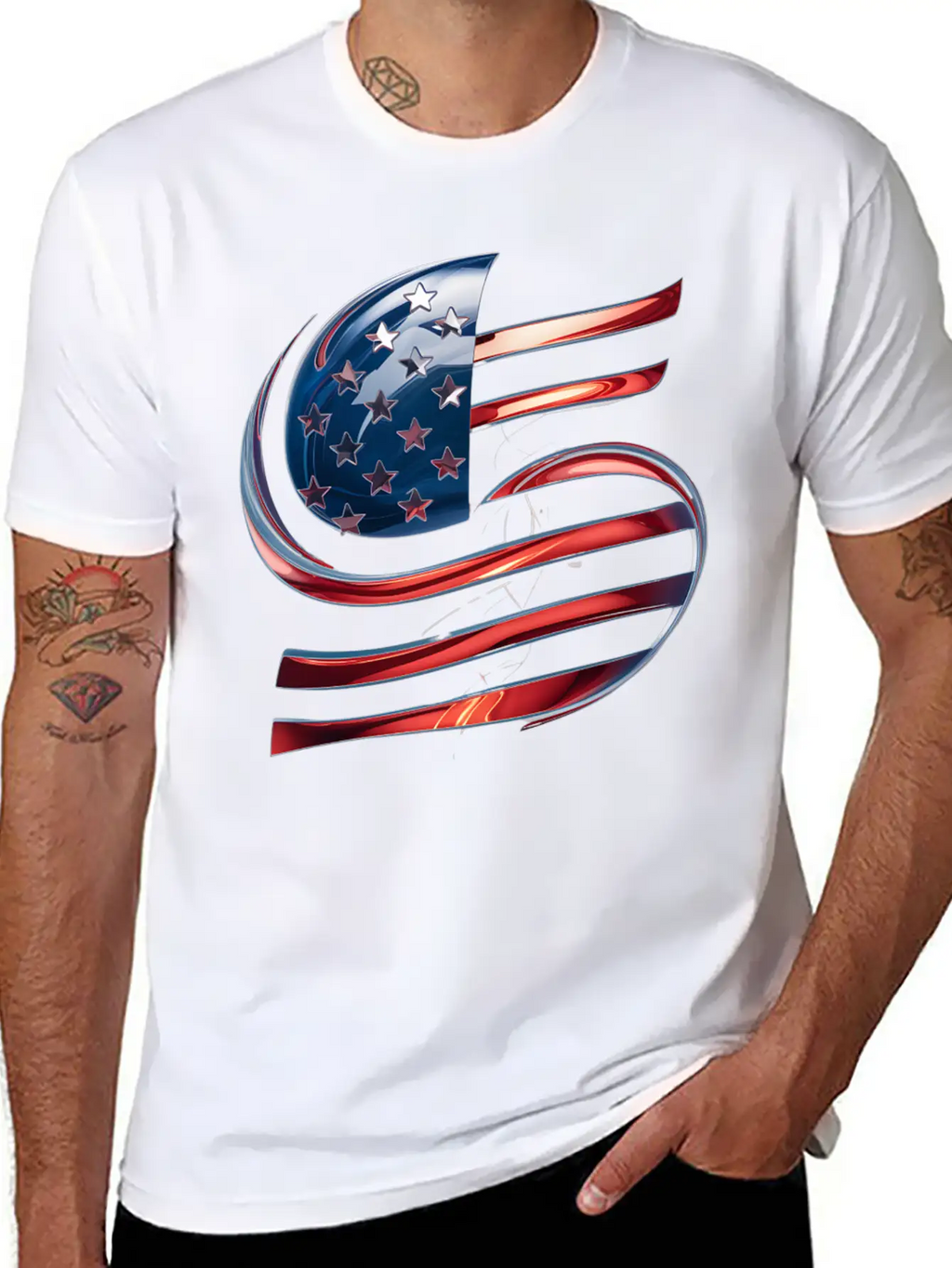 Contemporary American Flag Logo Essential Cotton Tee For Daily Outfits – Unisex Style