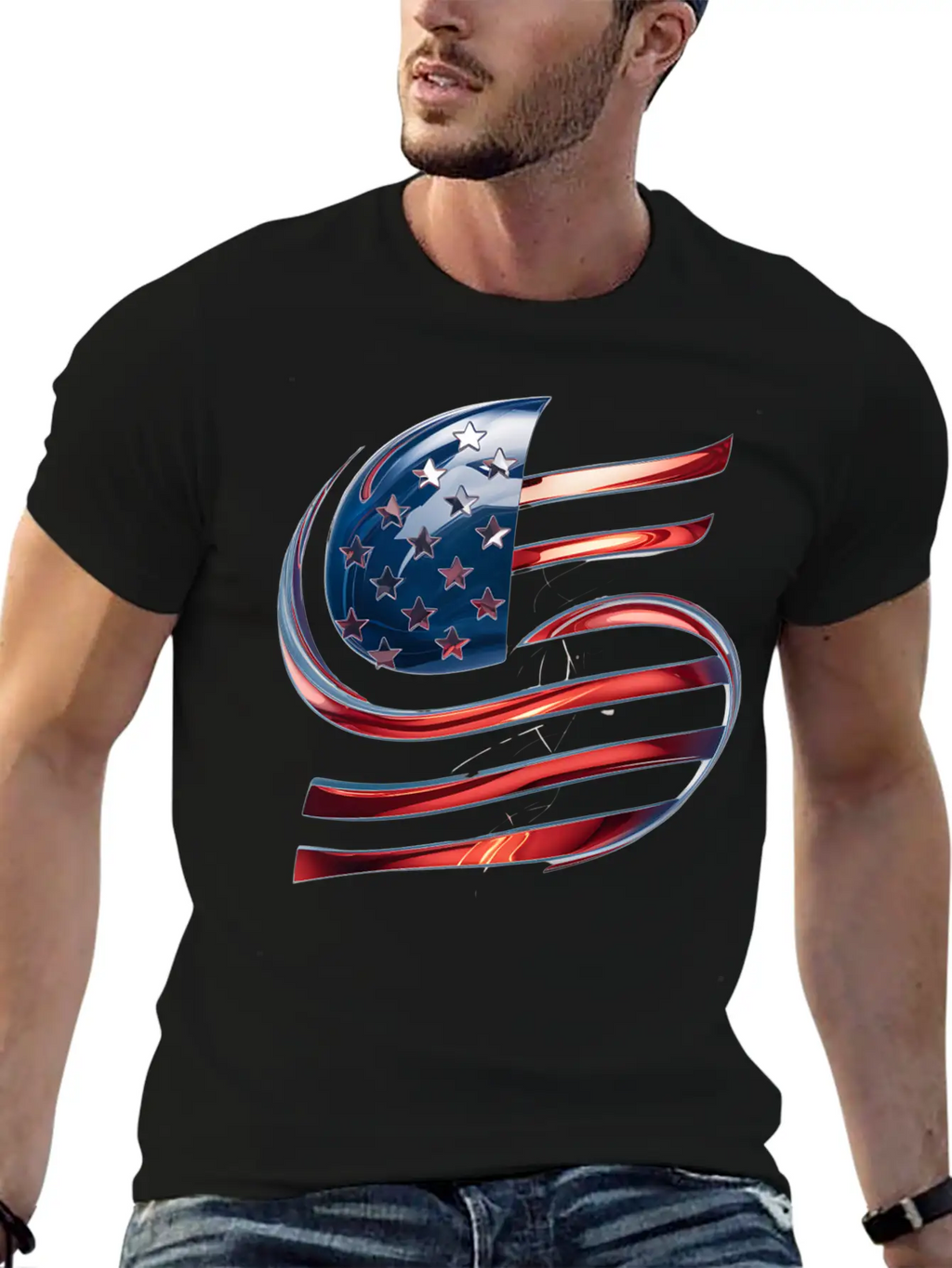 Contemporary American Flag Logo Essential Cotton Tee For Daily Outfits – Unisex Style
