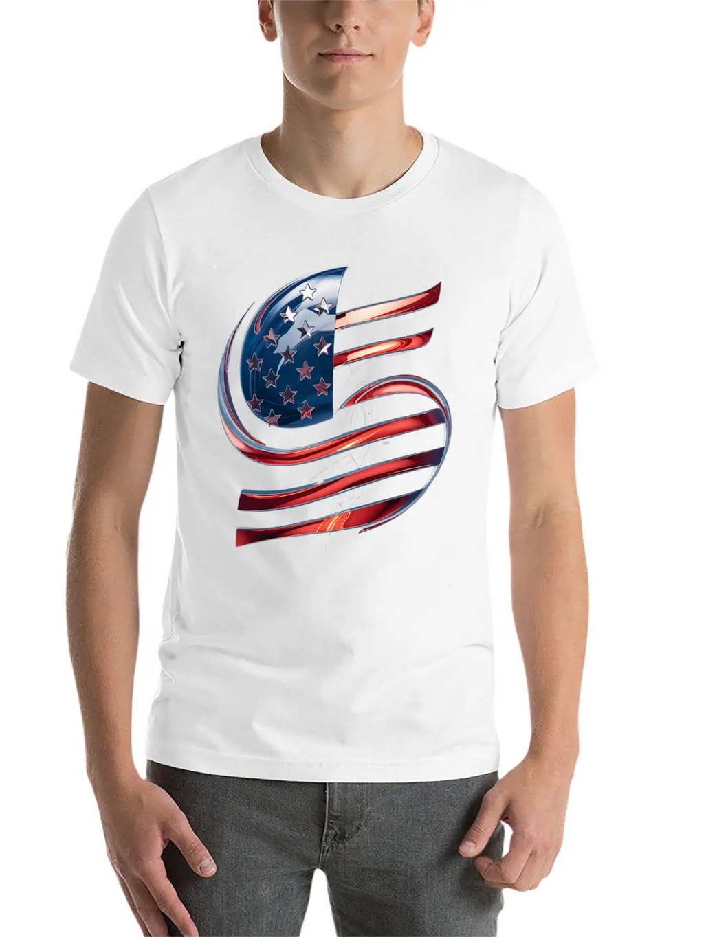 Contemporary American Flag Logo Essential Cotton Tee For Daily Outfits – Unisex Style