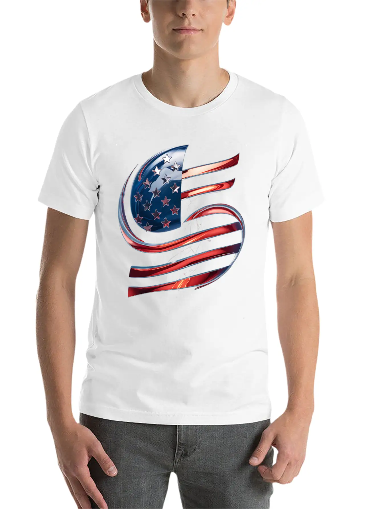 Contemporary American Flag Logo Essential Cotton Tee For Daily Outfits – Unisex Style