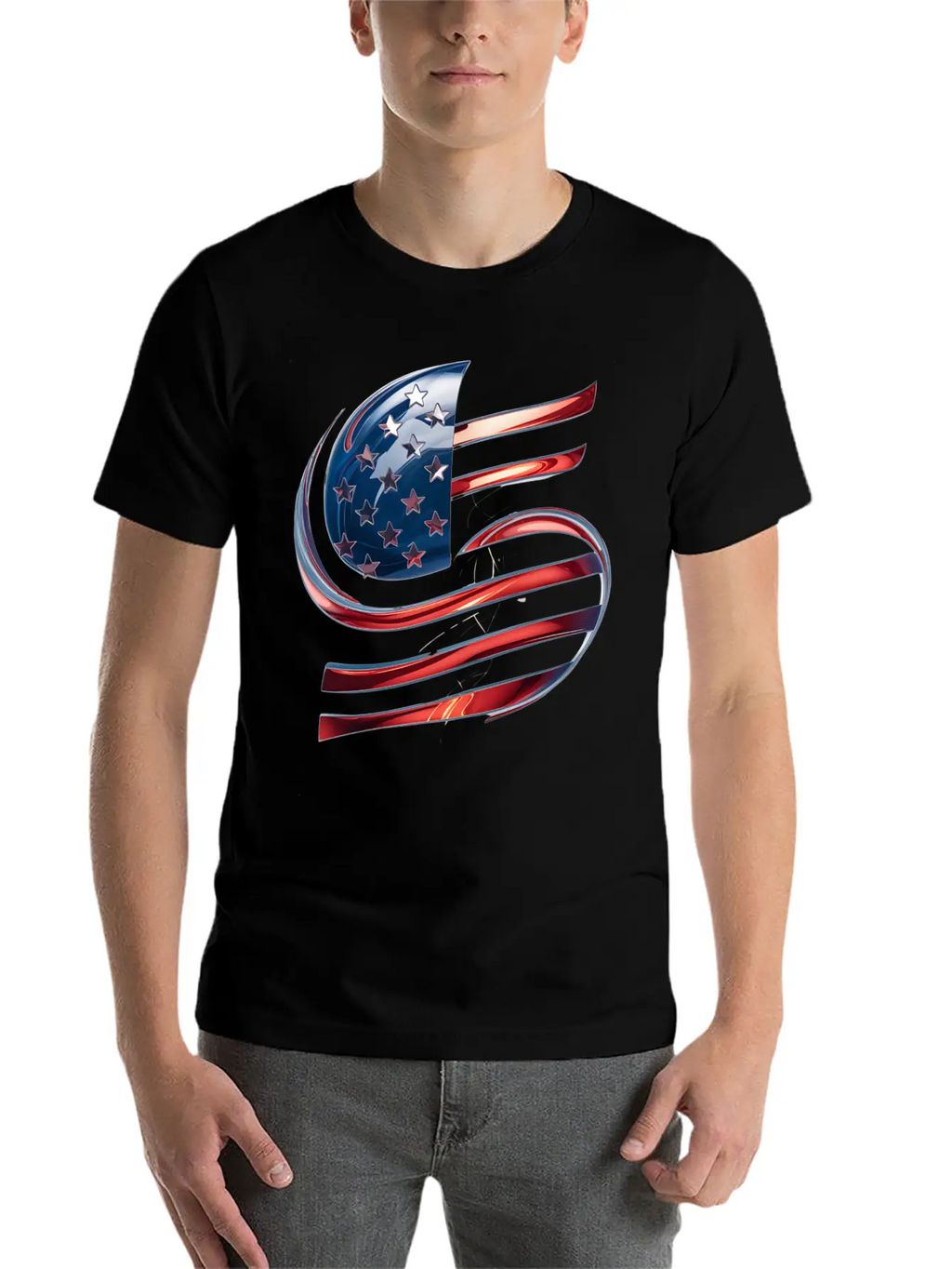 Contemporary American Flag Logo Essential Cotton Tee For Daily Outfits – Unisex Style