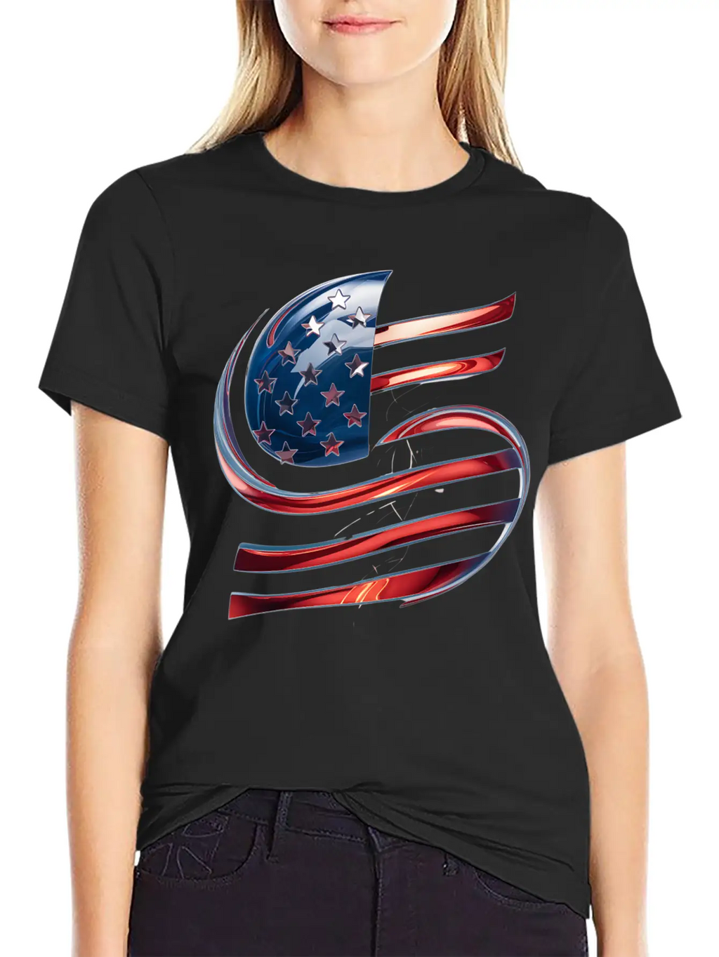 Contemporary American Flag Logo Essential Cotton Tee For Daily Outfits – Unisex Style